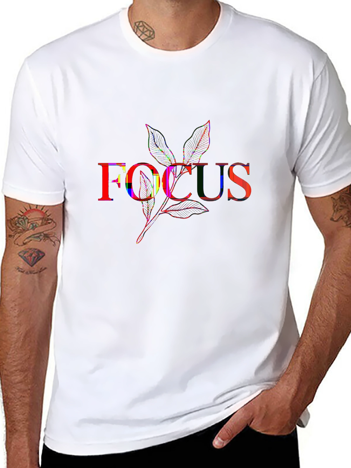 Minimal Statement Tee – Bold serif 'FOCUS'