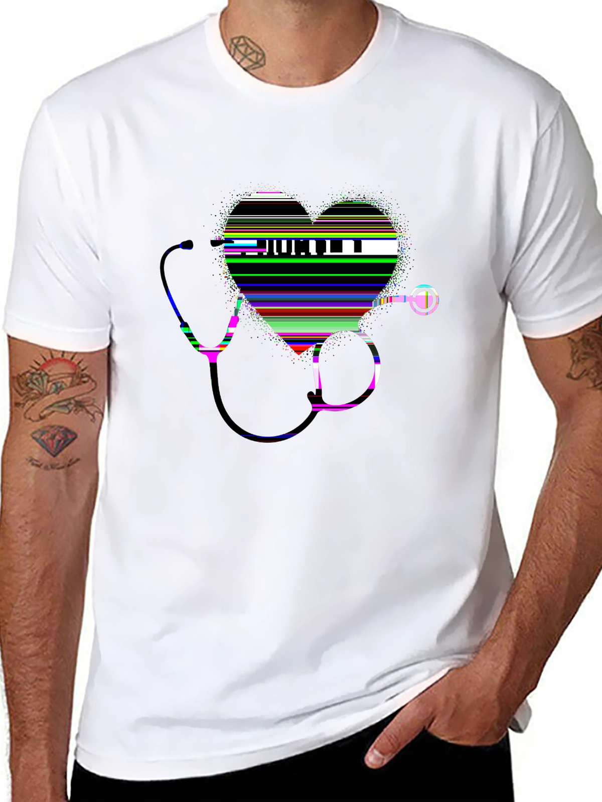 Side Hustle Tee – Stethoscope heart, nurse