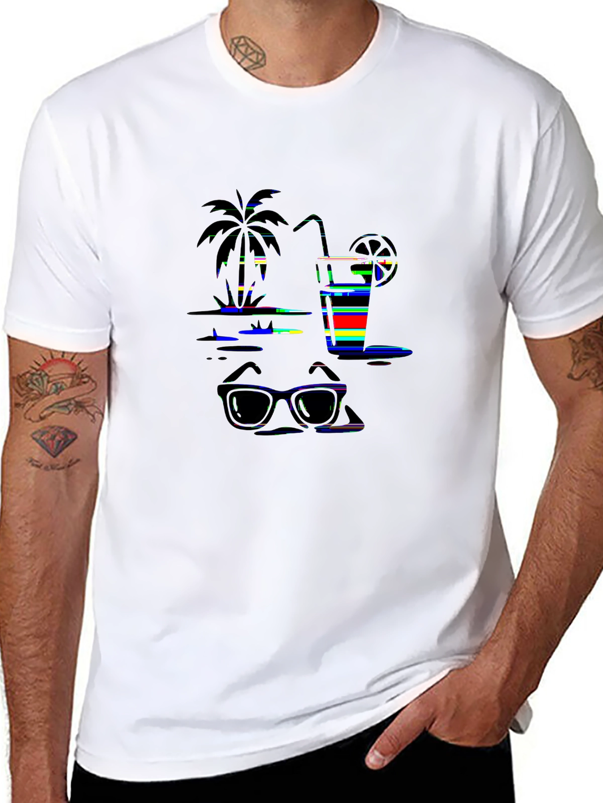 Summer Vibes Tee – Sunglasses and drink