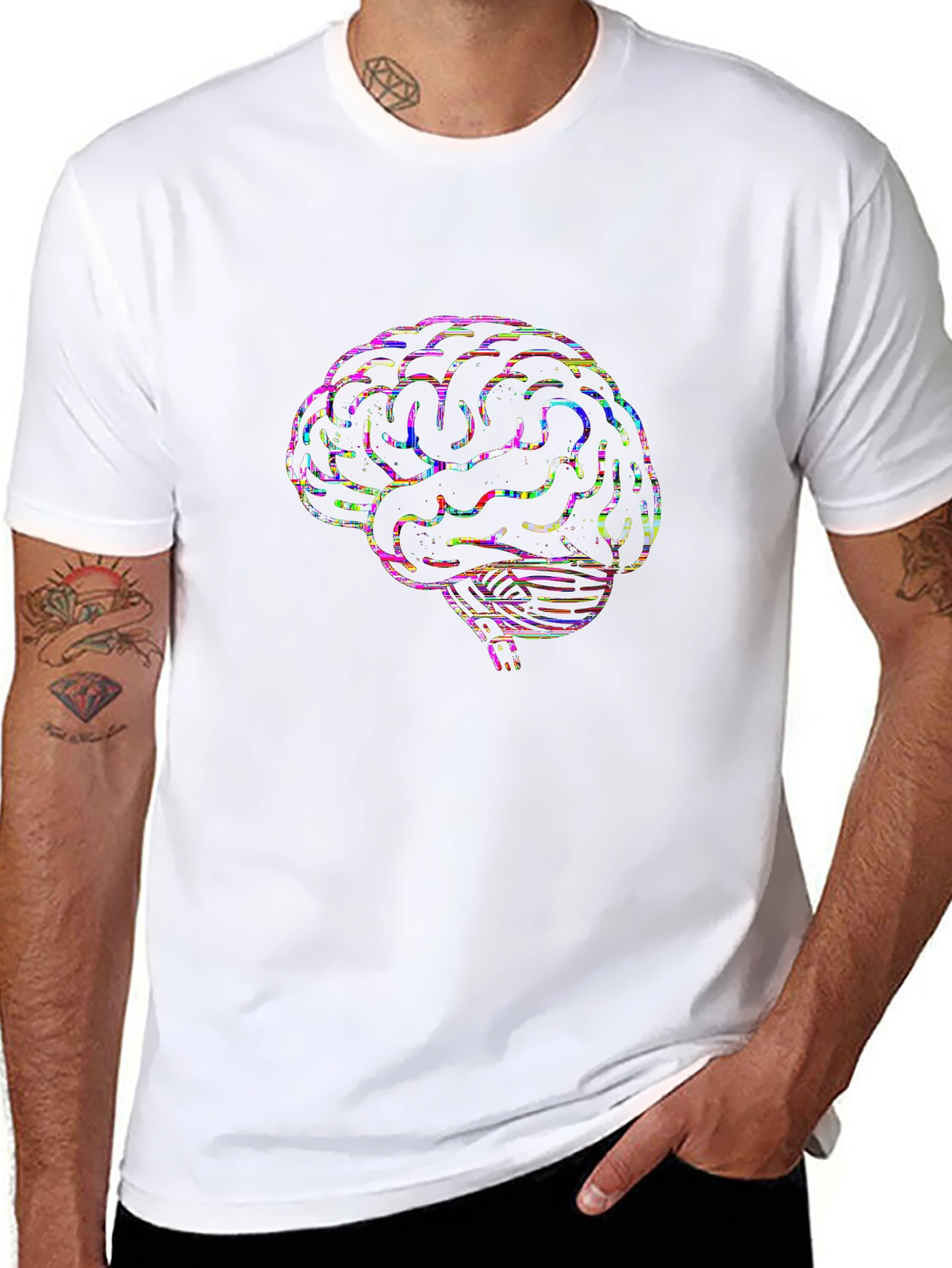 Future Tech Tee – Neon brain with