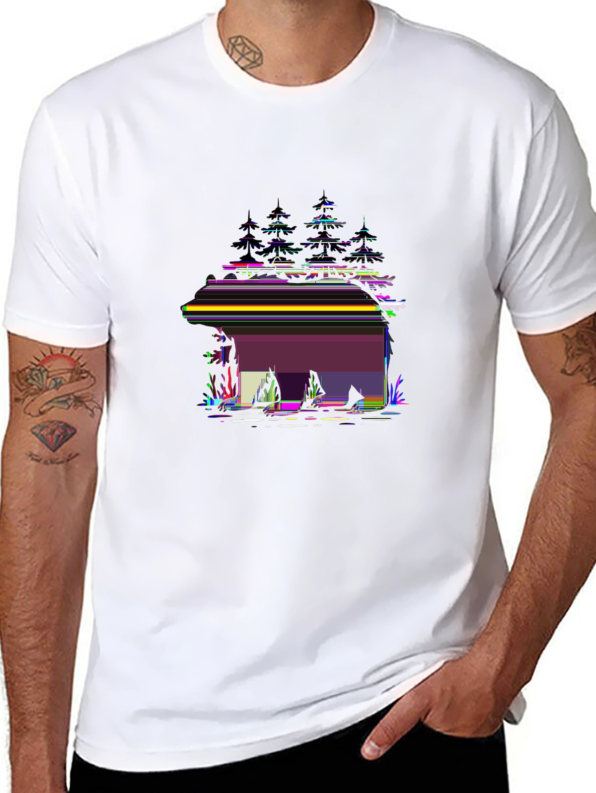 Wild Explorer Tee – Bear silhouette, forest