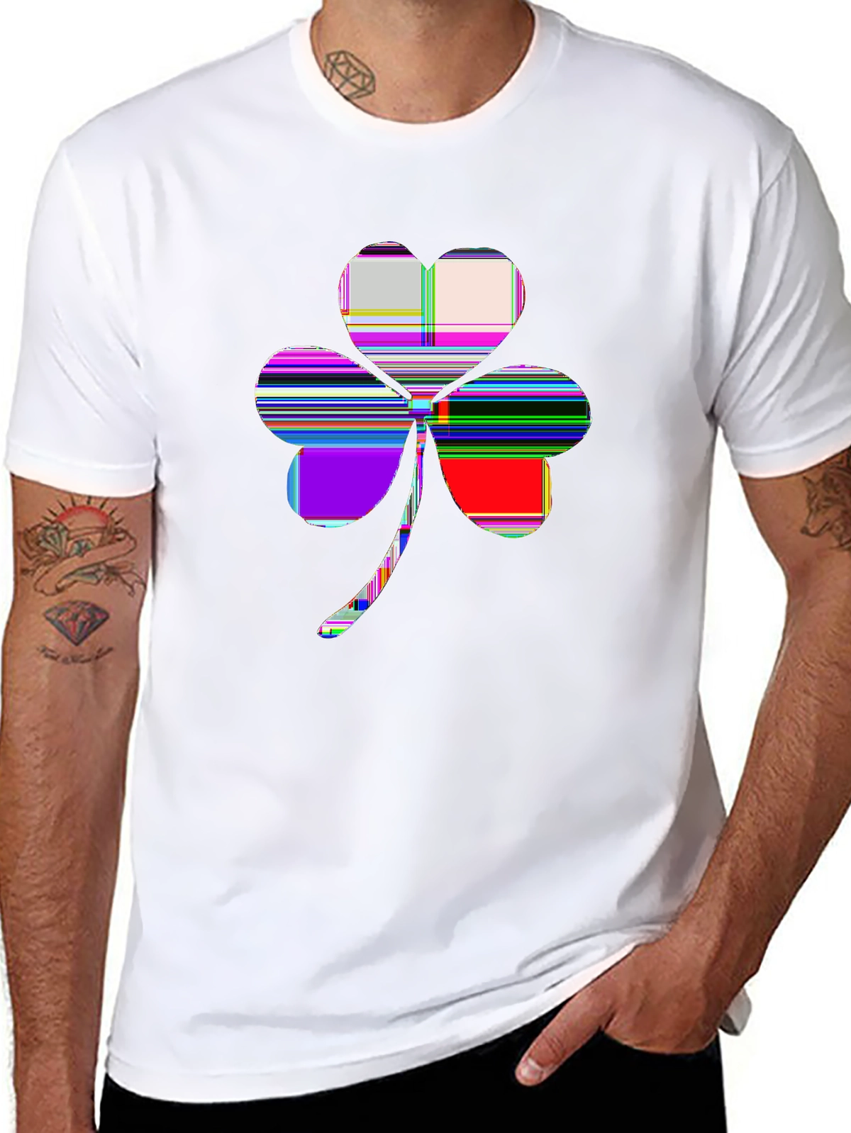 Holiday Spirit Tee – Shamrock clover, 'LUCKY'