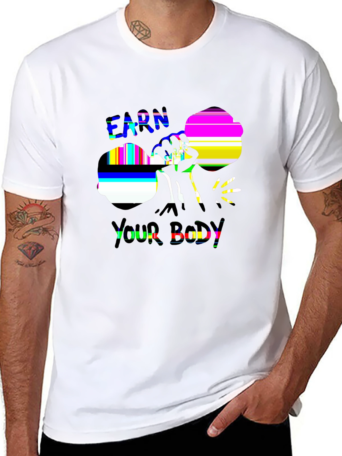 Train Hard Tee – Gym chalked hands