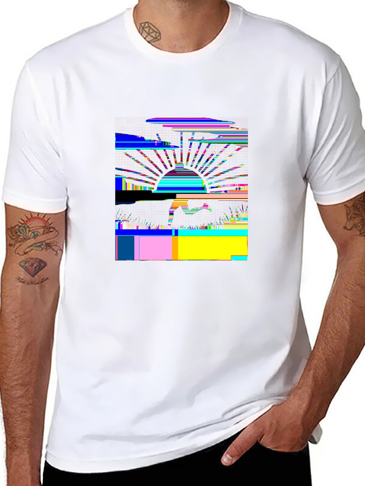 Train Hard Tee – Runner silhouette, sunrise