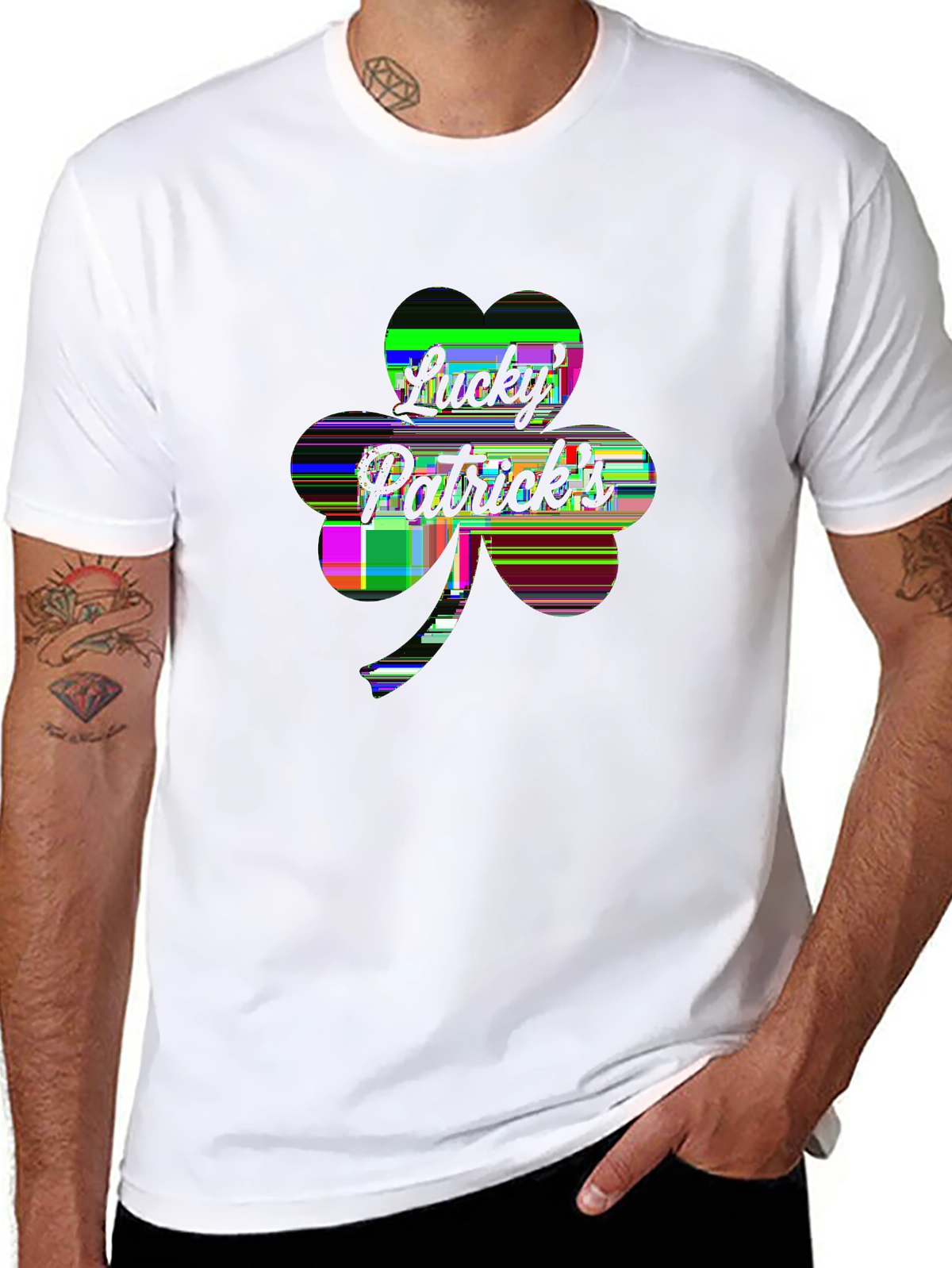 Holiday Spirit Tee – Shamrock clover, 'LUCKY'