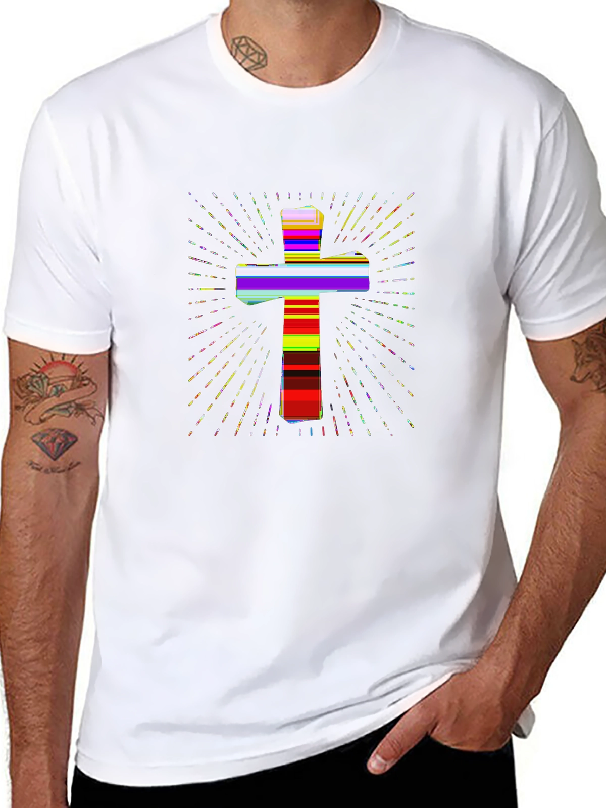 Faith Over Fear Tee – Cross with light