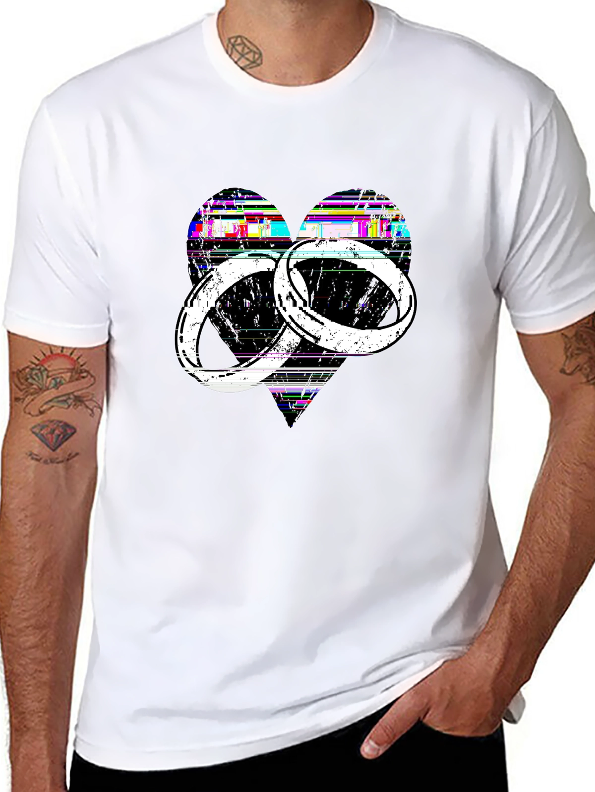 Family First Tee – Wedding rings heart
