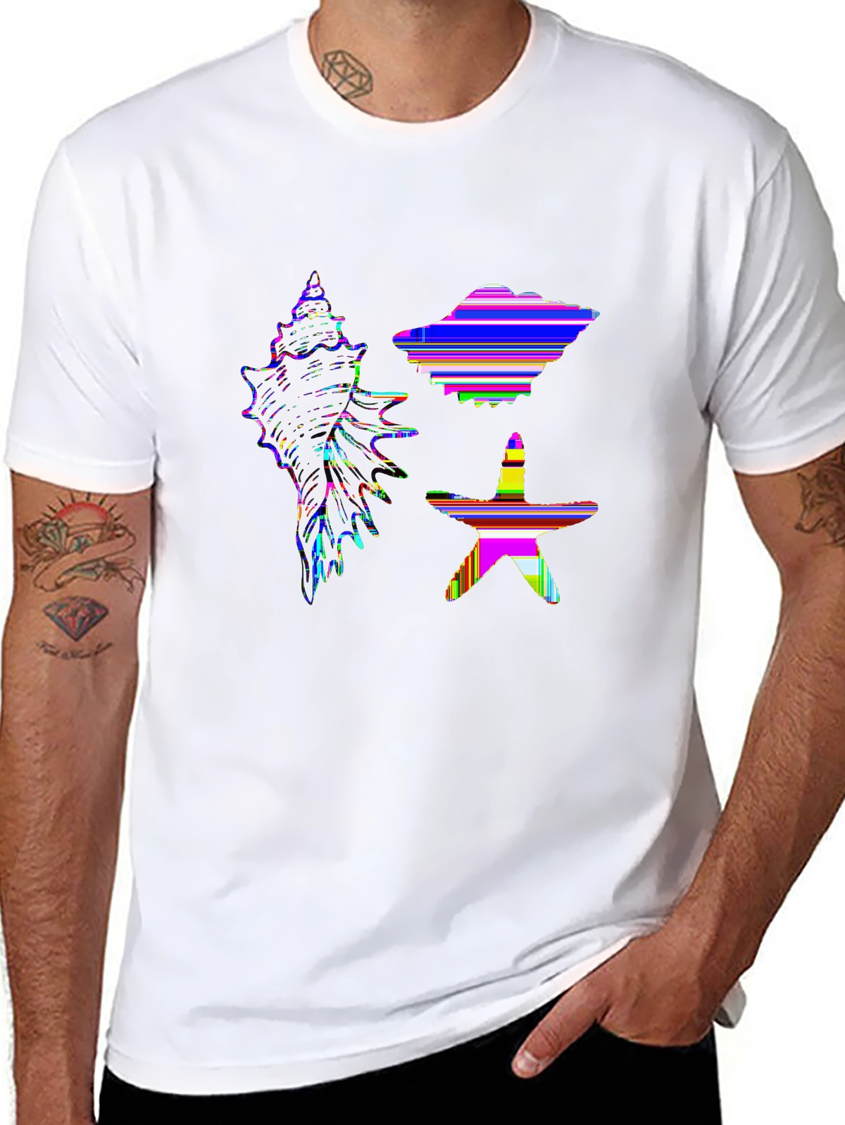 Summer Vibes Tee – Seashell and starfish