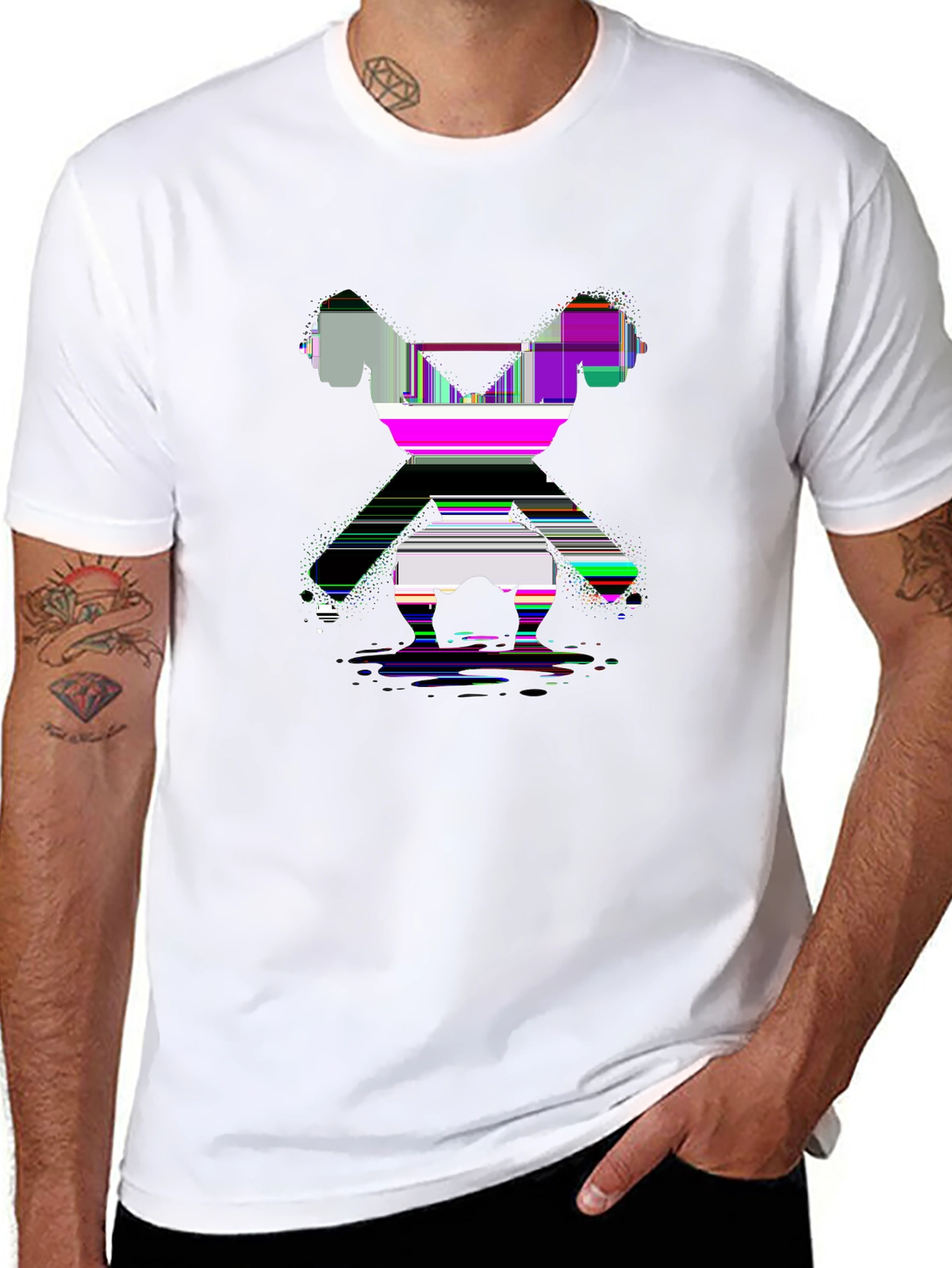 Train Hard Tee – Dumbbell cross, strongman