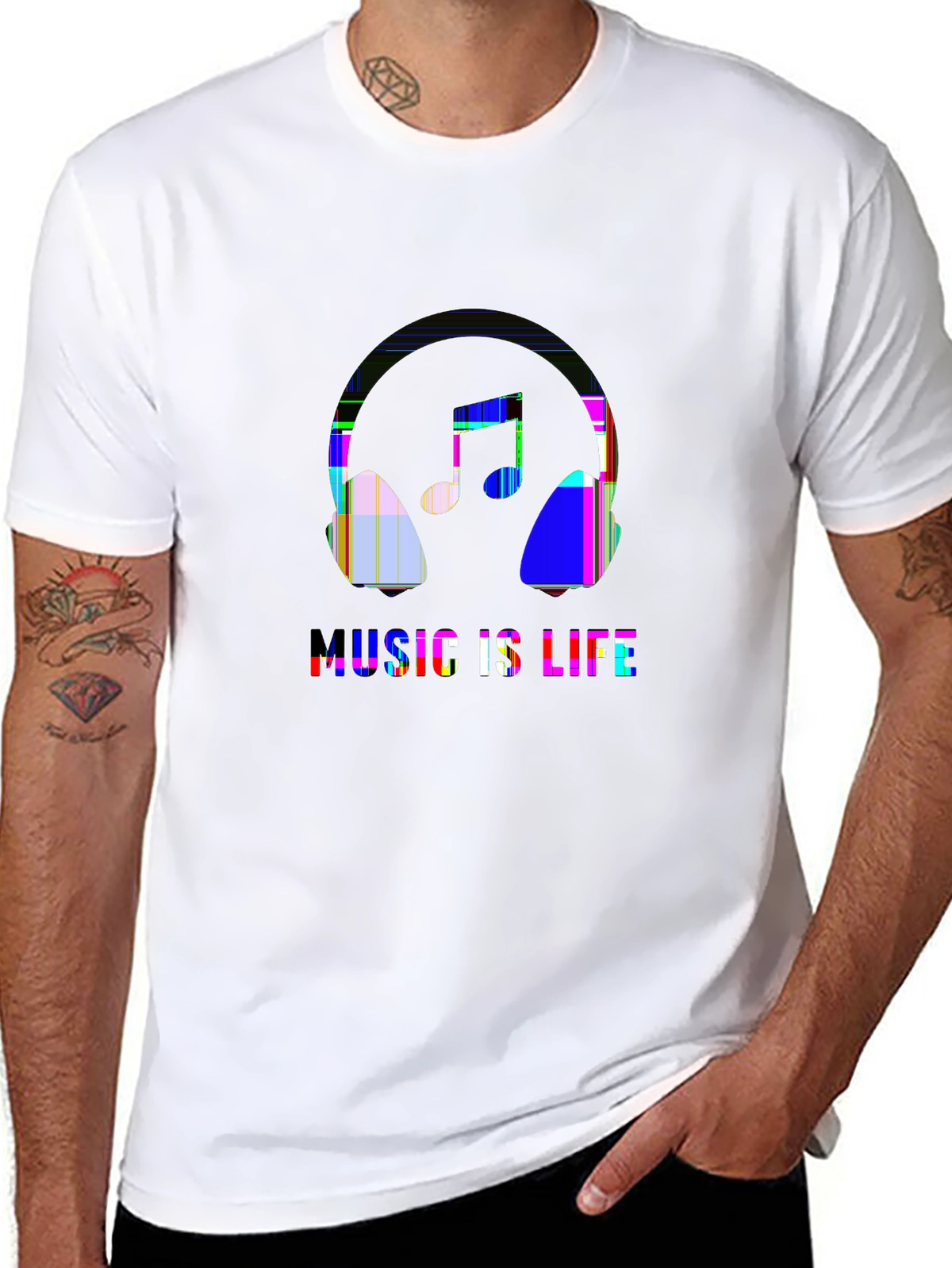 Vibes Music Tee – Headphones and notes