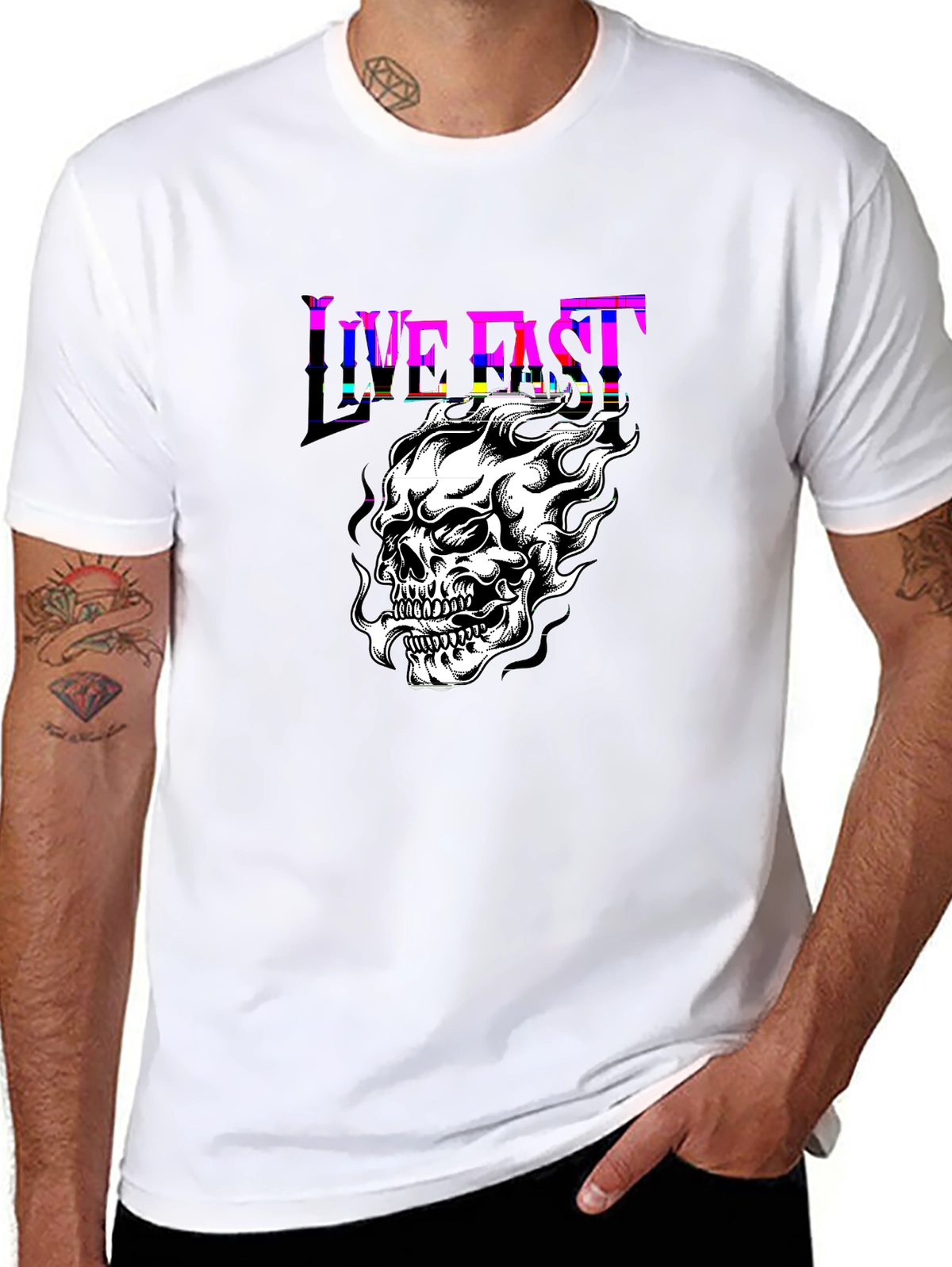 Dark Aesthetic Tee – Skull with flames