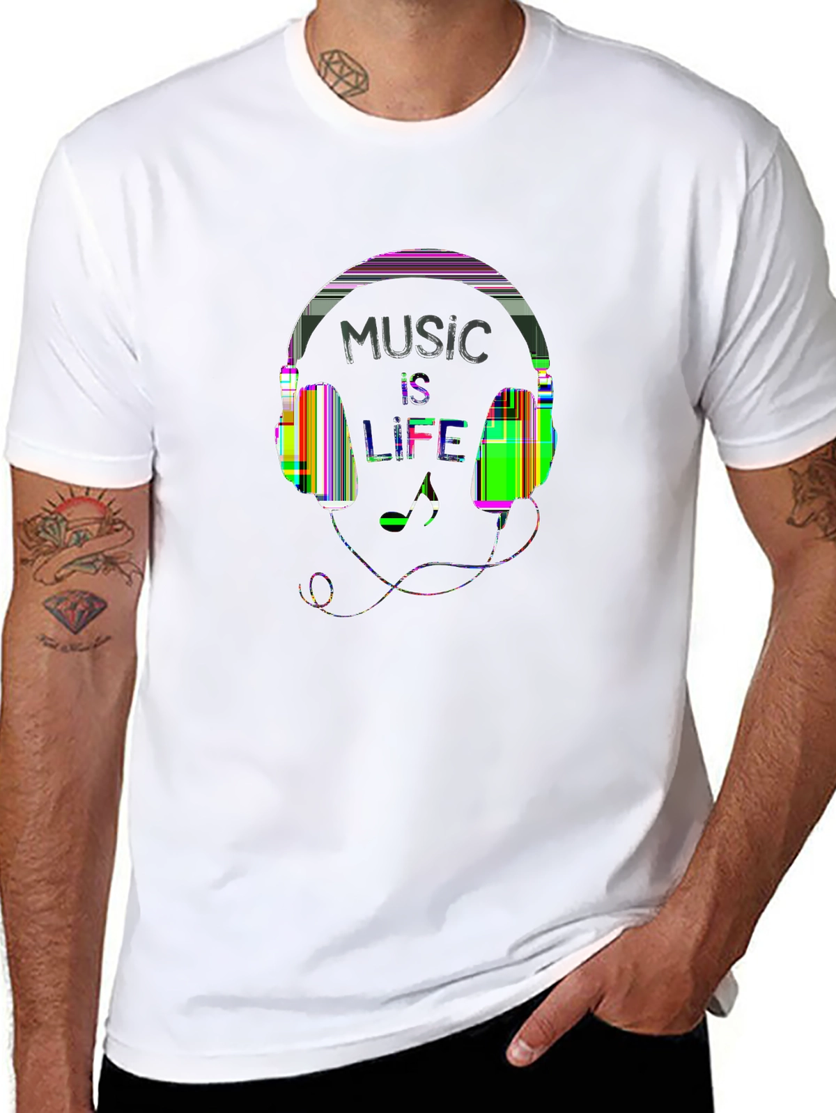 Vibes Music Tee – Headphones and notes