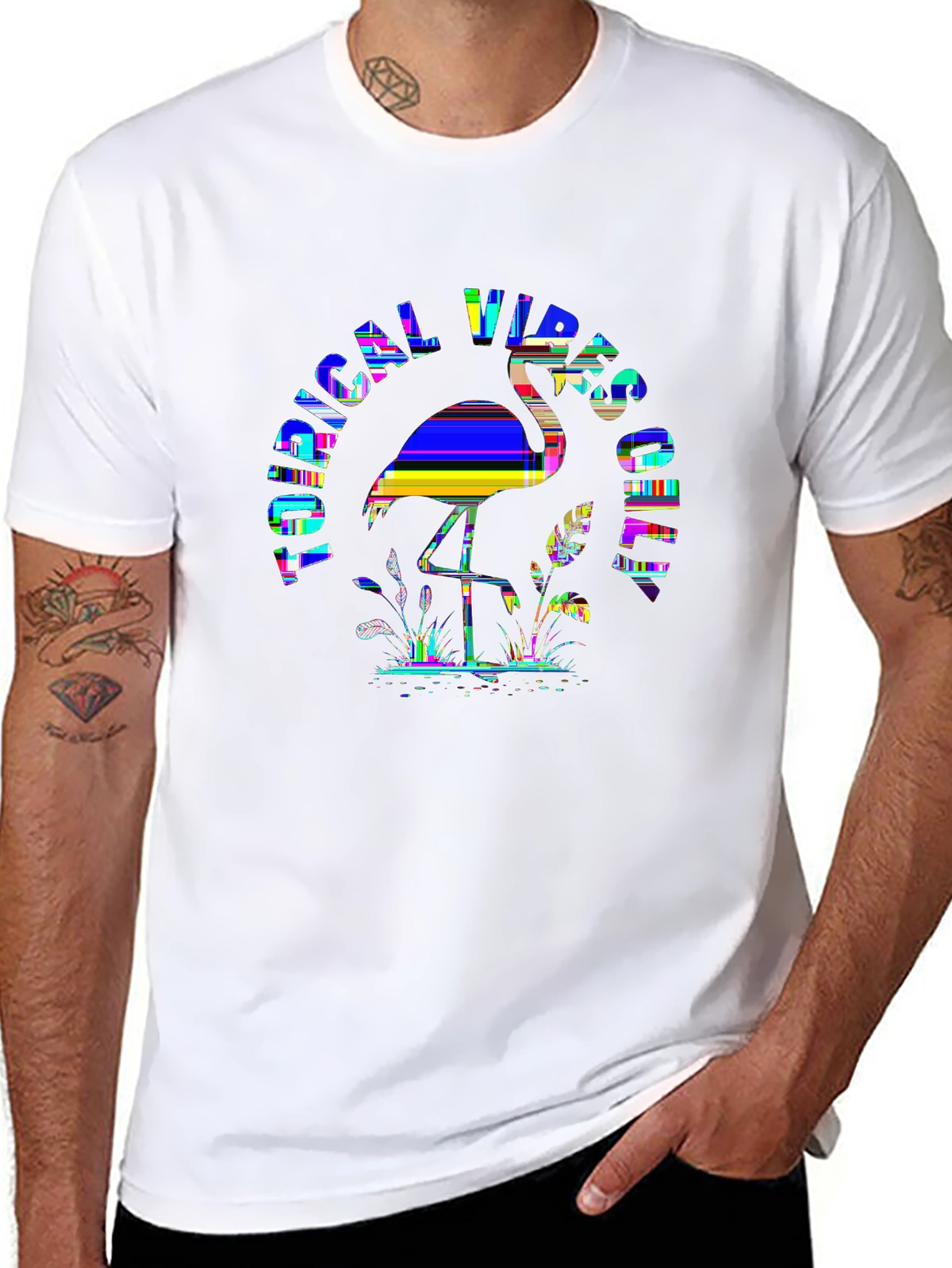 Summer Vibes Tee – Flamingo tropical, 'TROPICAL