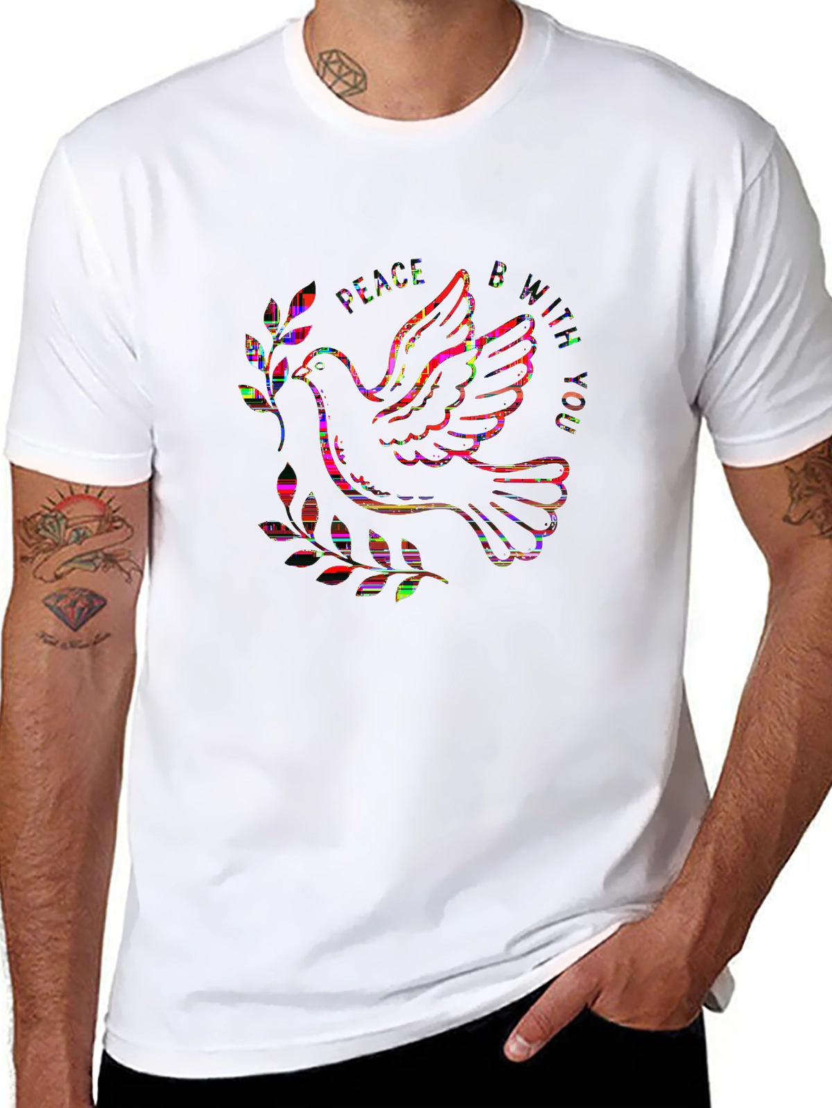 Faith Over Fear Tee – Dove with olive
