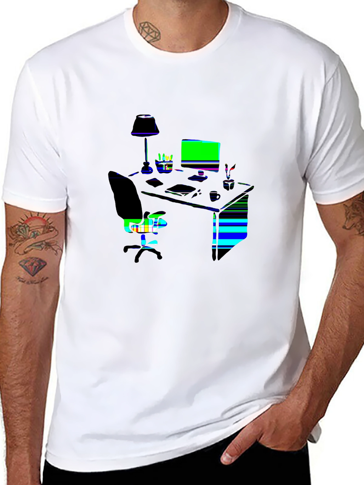 Funny Bone Tee – Office desk with