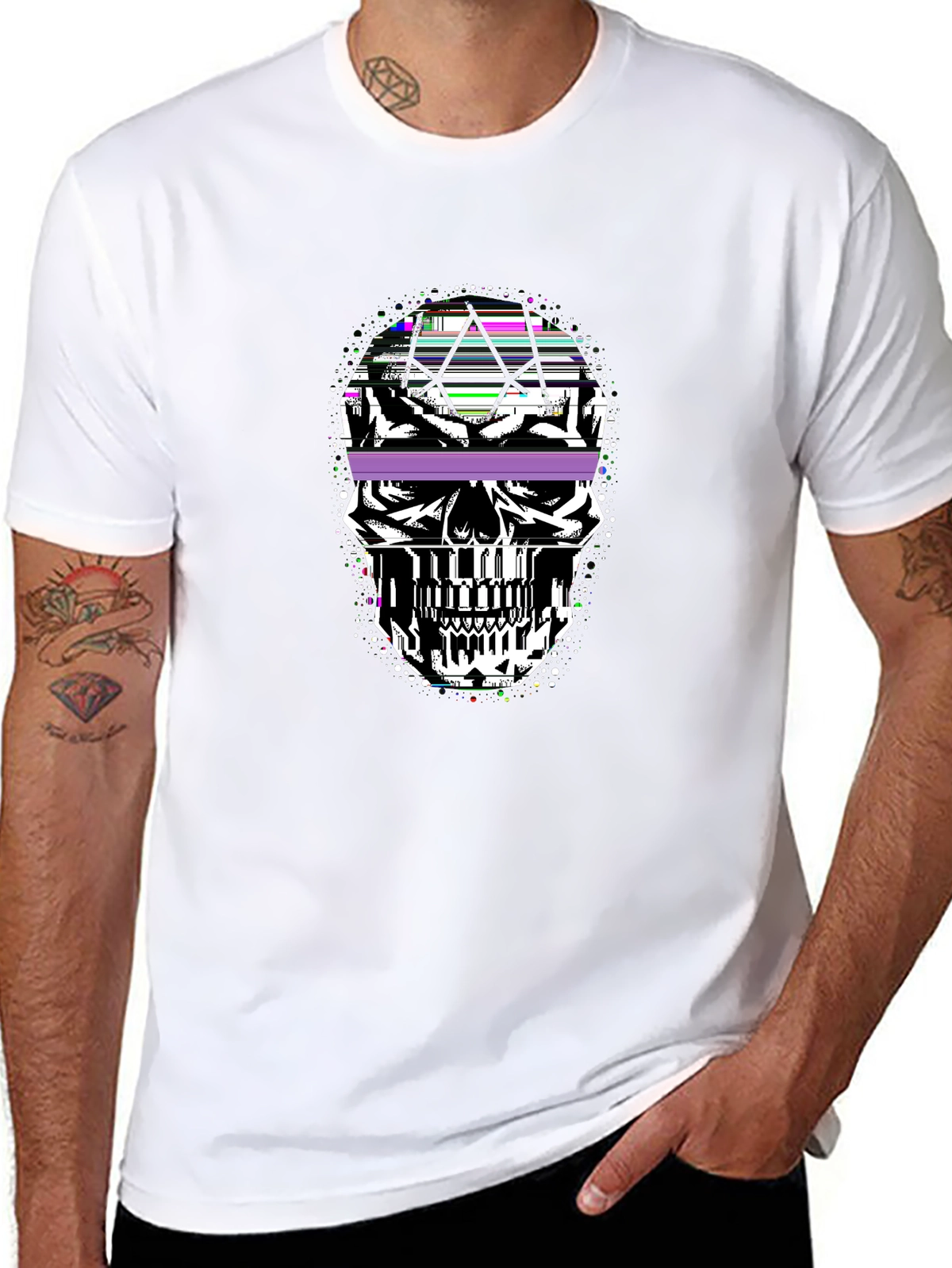 Dark Aesthetic Tee – Crystal skull, geometric