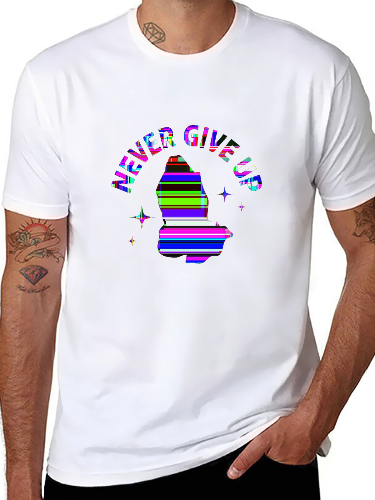 Faith Over Fear Tee – Praying hands, 'NEVER