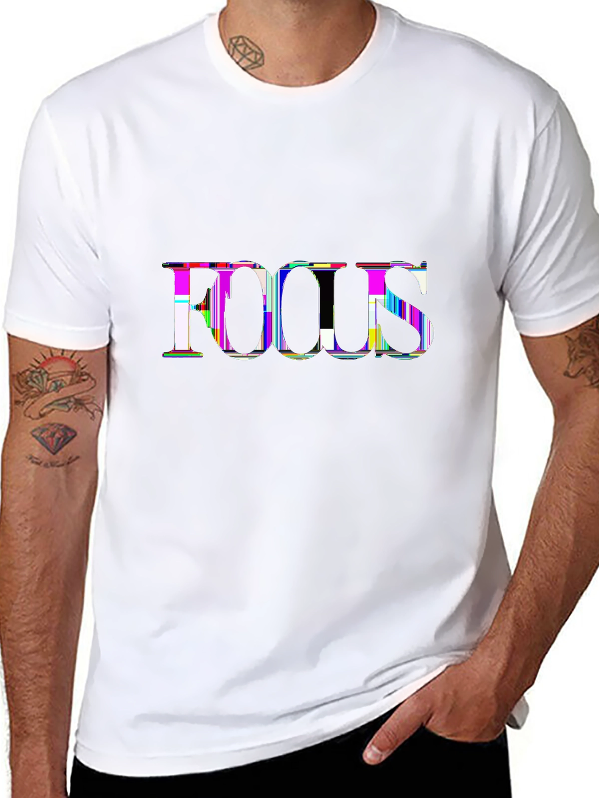 Minimal Statement Tee – Bold serif 'FOCUS'