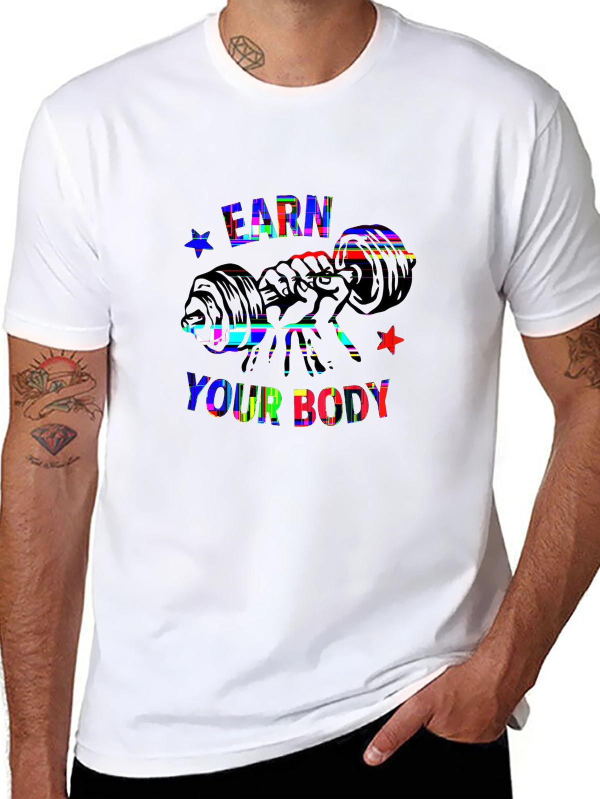 Train Hard Tee – Gym chalked hands