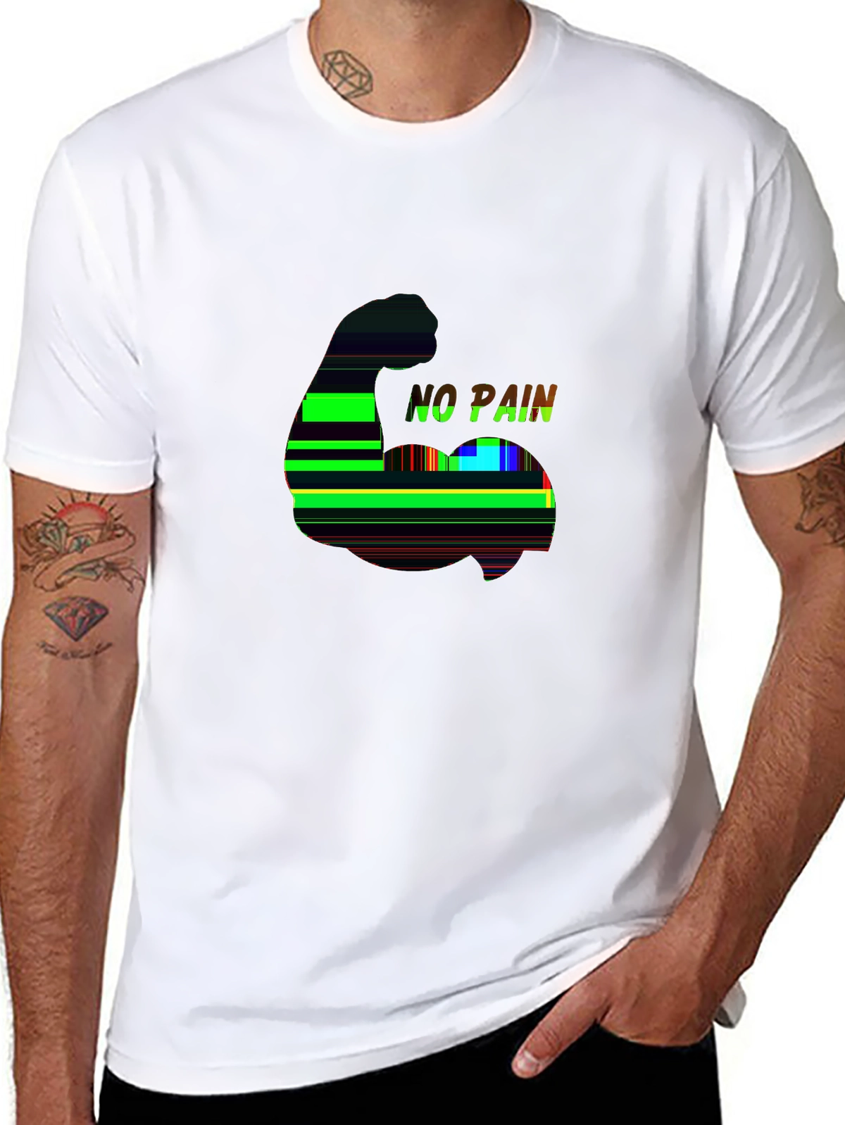 Train Hard Tee – Muscle arm flexing