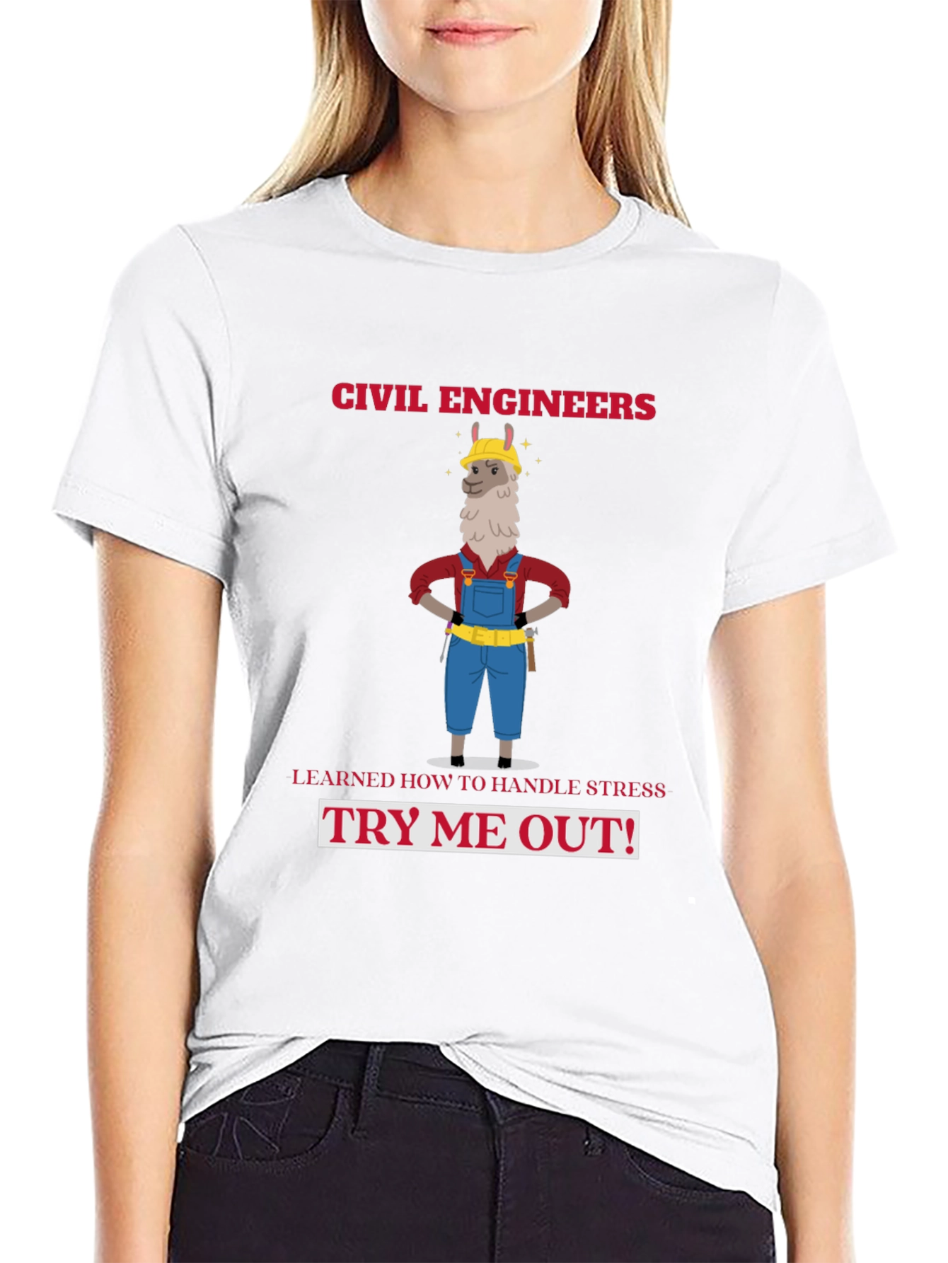 Civil Engineers Llama T-Shirt: Handle Stress Try Me Out!