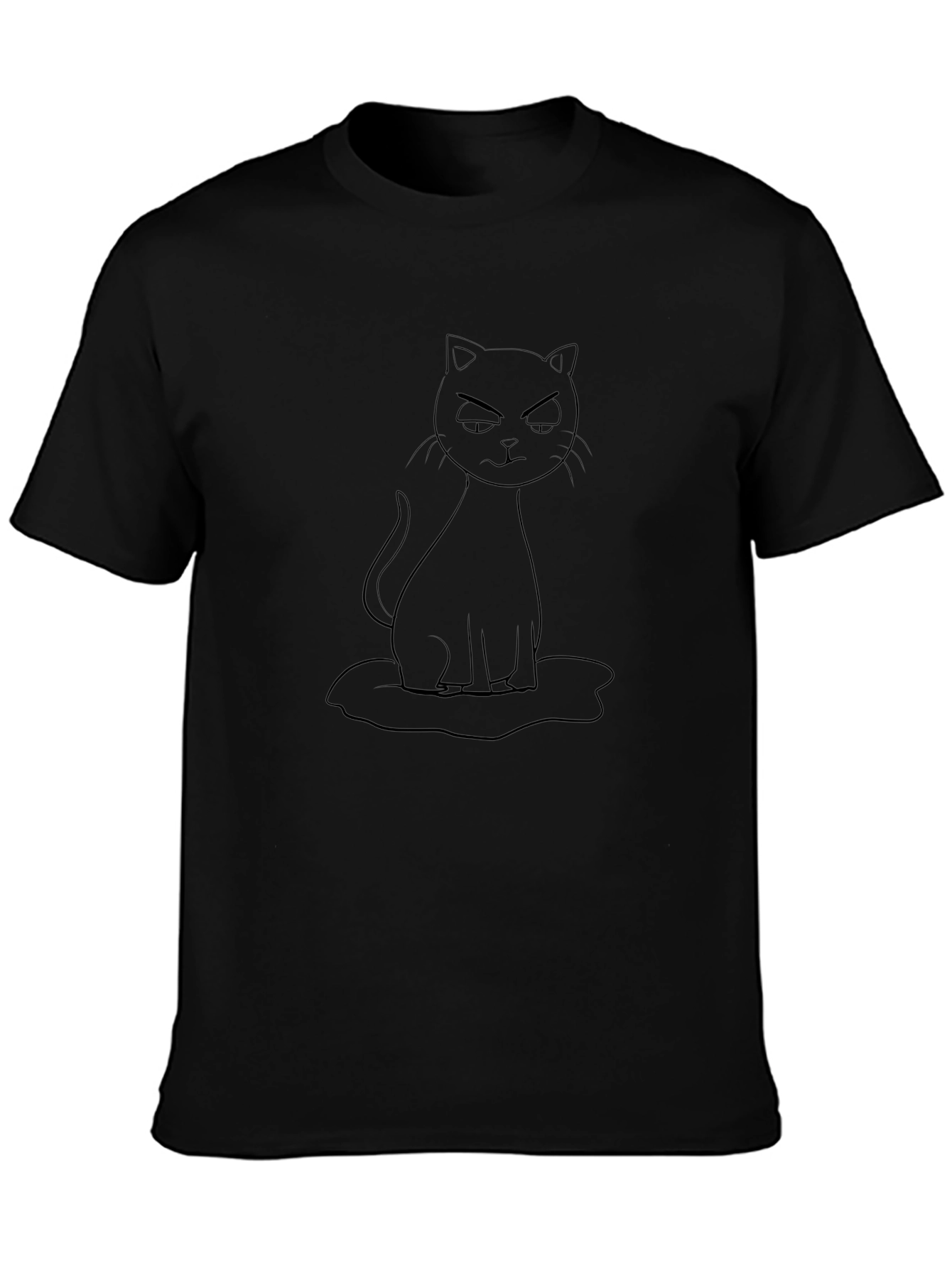 Grumpy Cat Outline Black T-Shirt