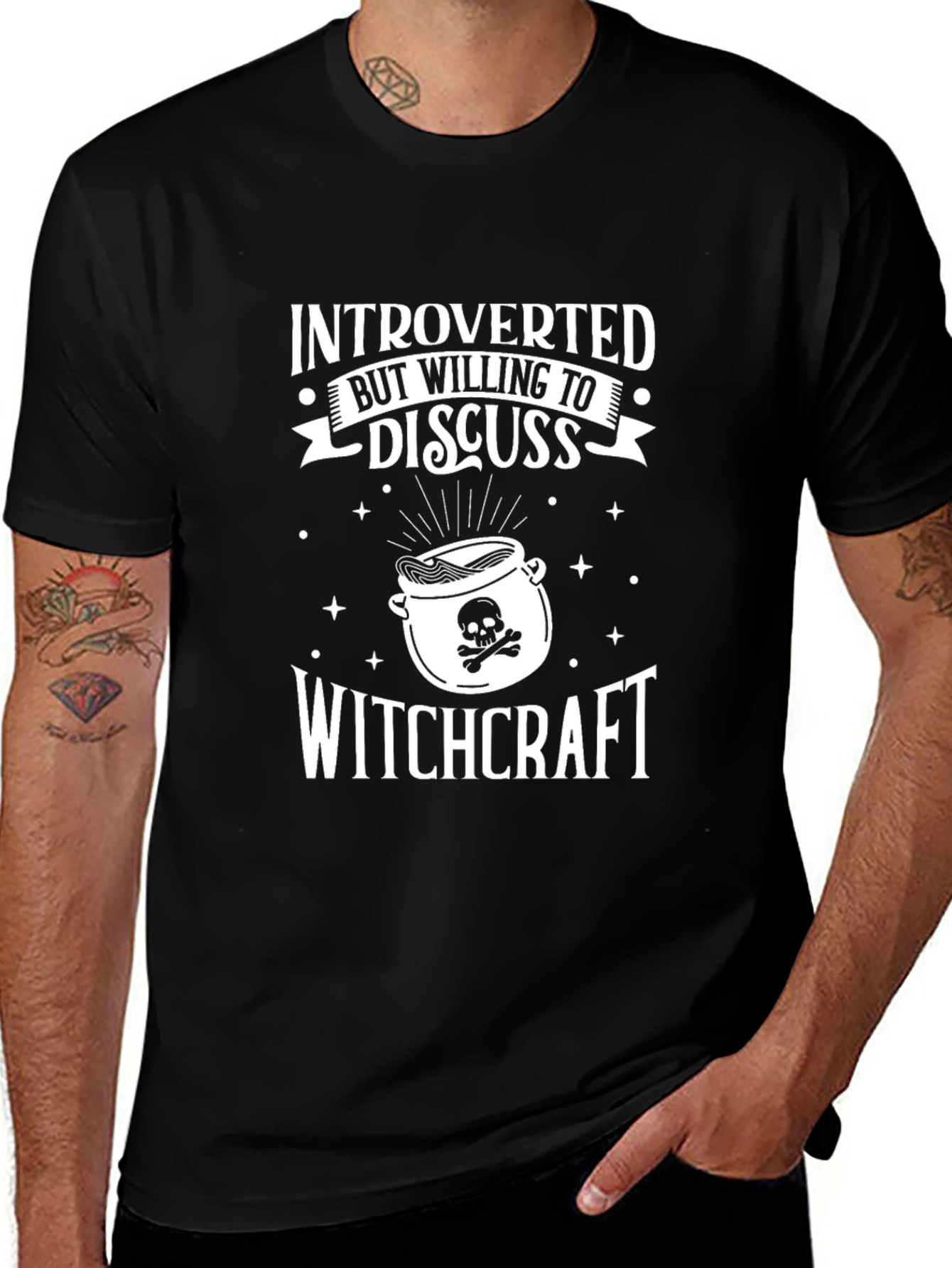Introverted Witchcraft Graphic Tee - Black Cotton T-Shirt