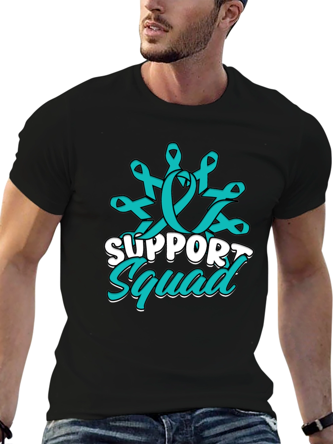 Support Squad Teal Ribbon Graphic T-Shirt