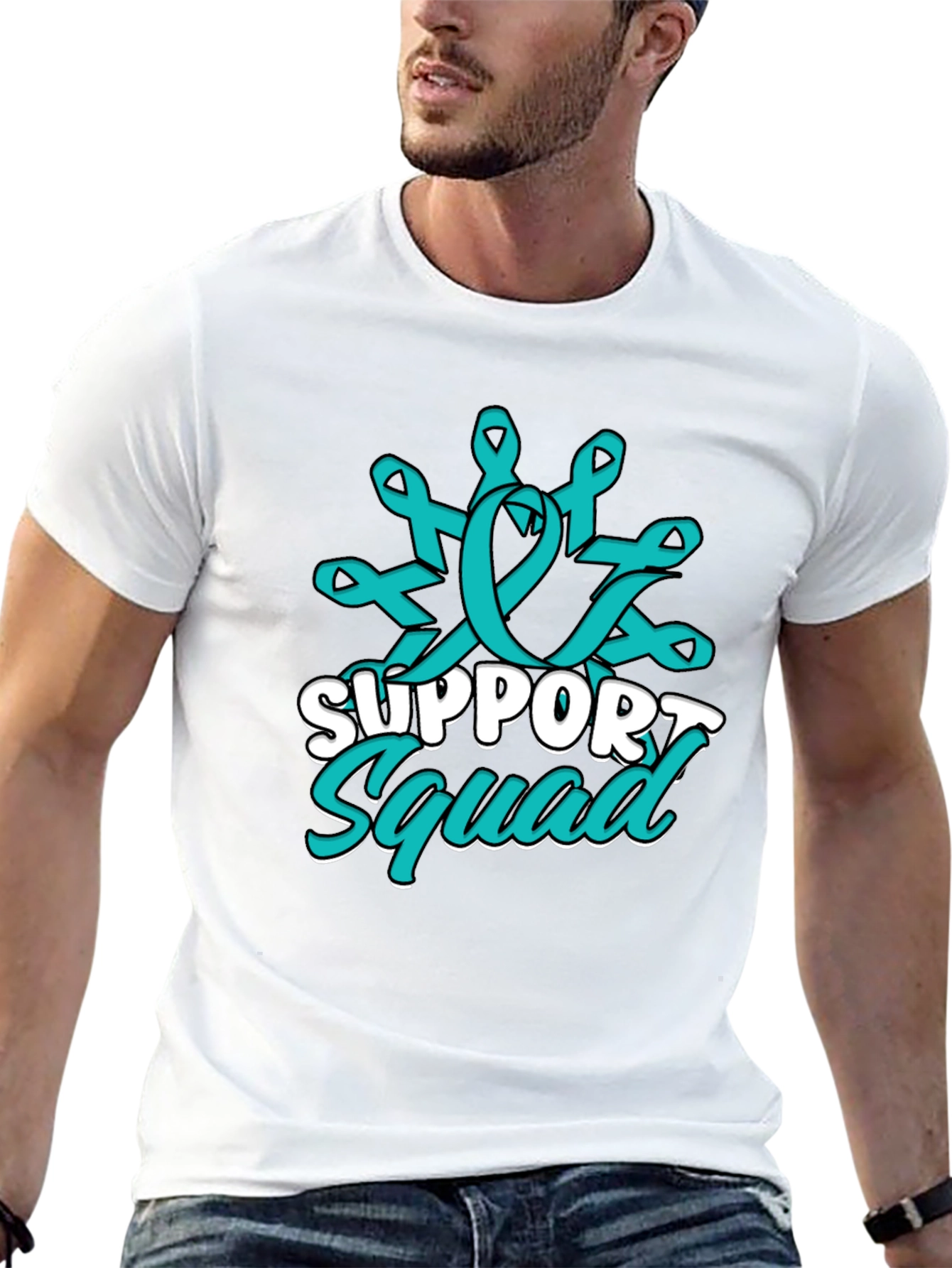 Support Squad Teal Ribbon Graphic T-Shirt