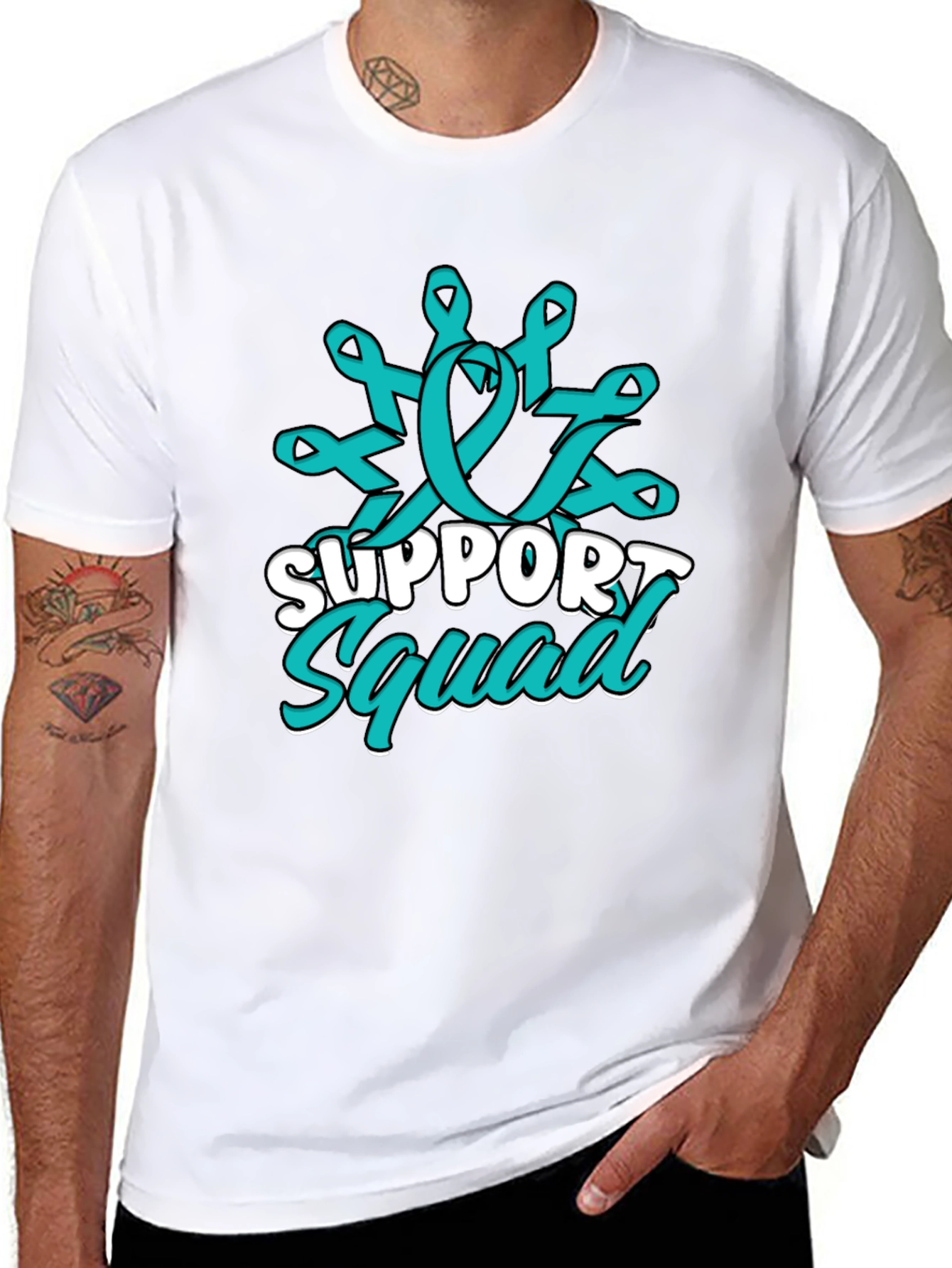 Support Squad Teal Ribbon Graphic T-Shirt