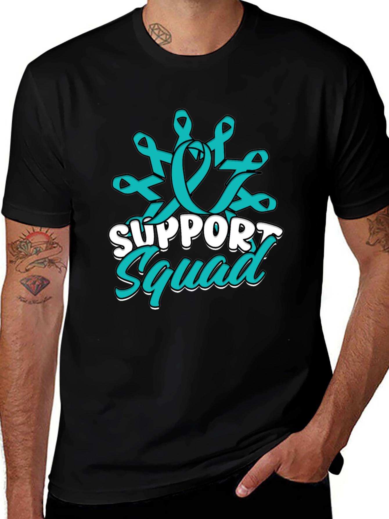 Support Squad Teal Ribbon Graphic T-Shirt