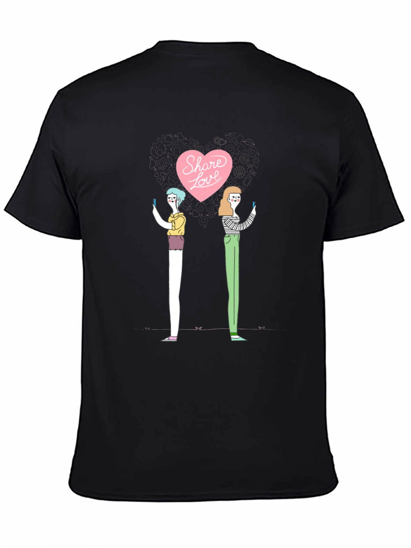 Share Love Graphic Print Black T-Shirt