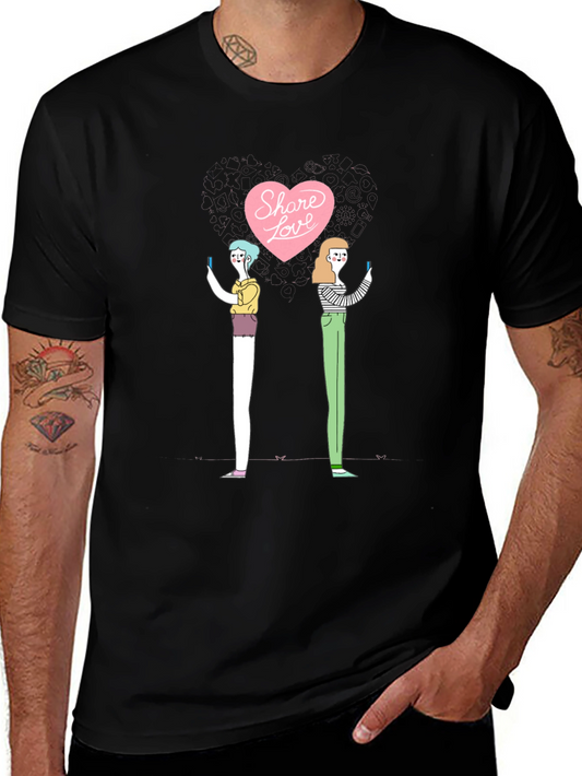 Share Love Graphic Print Black T-Shirt