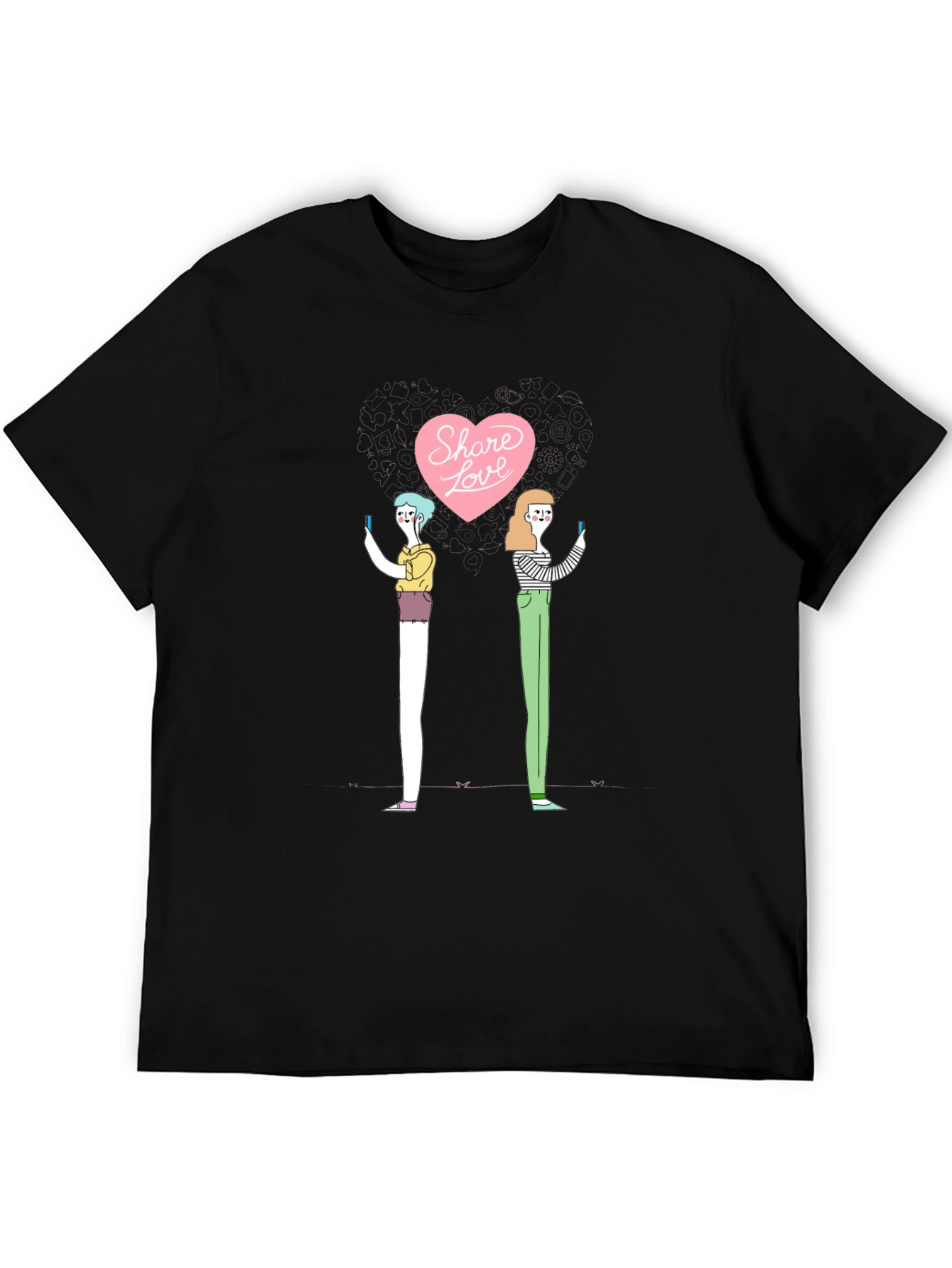 Share Love Graphic Print Black T-Shirt
