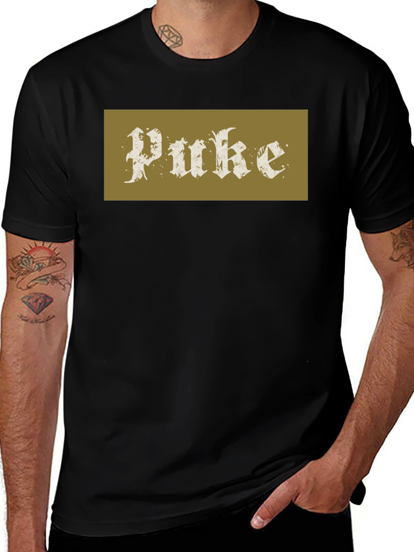 Puke Graphic Black Cotton Tee - Edgy Streetwear