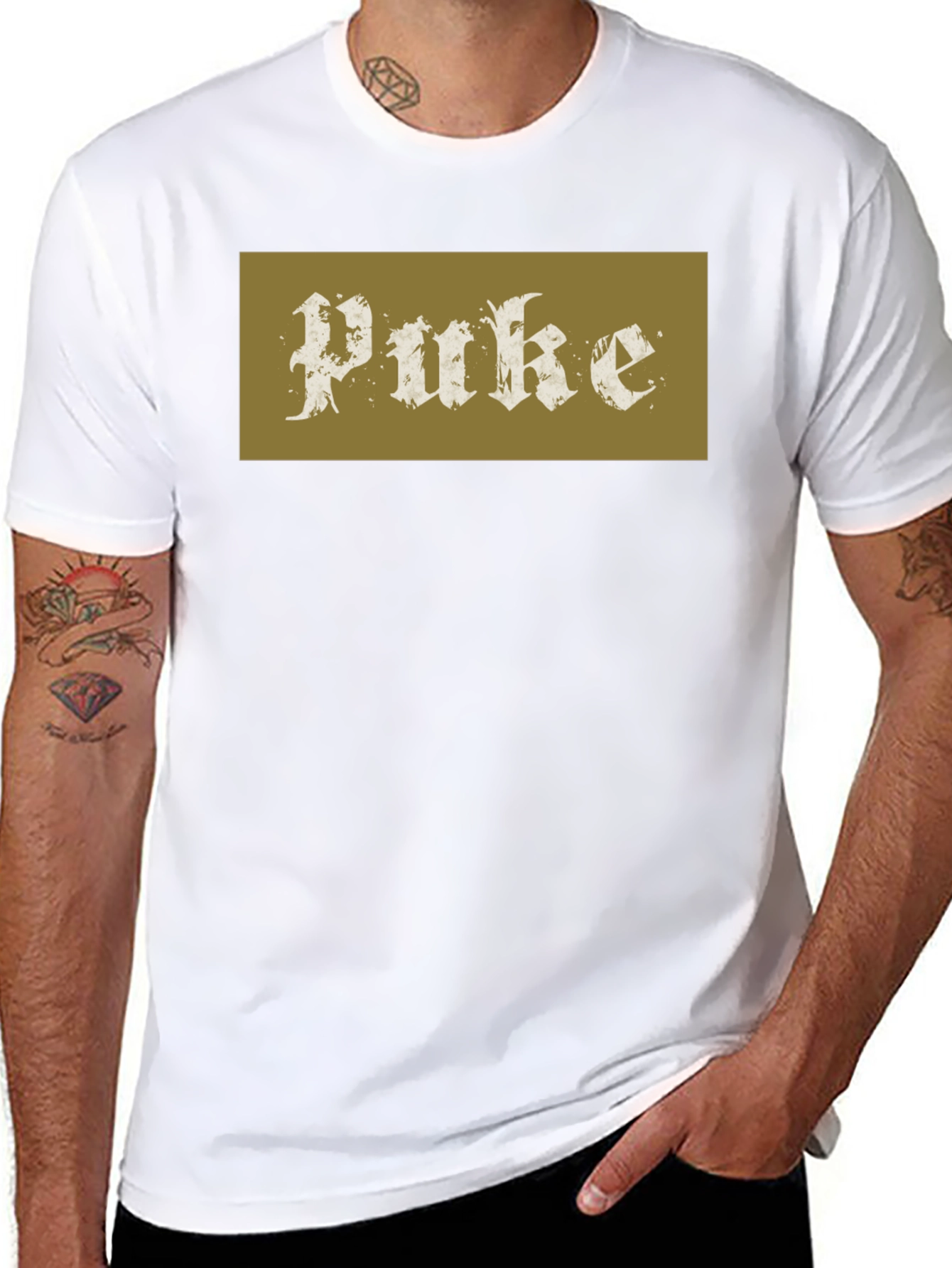 Puke Graphic Black Cotton Tee - Edgy Streetwear