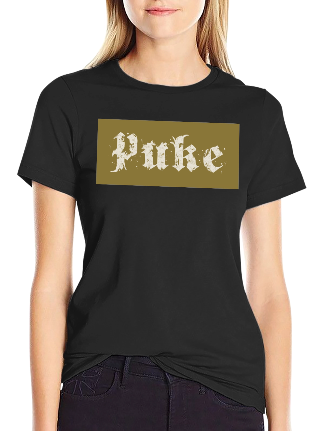Puke Graphic Black Cotton Tee - Edgy Streetwear