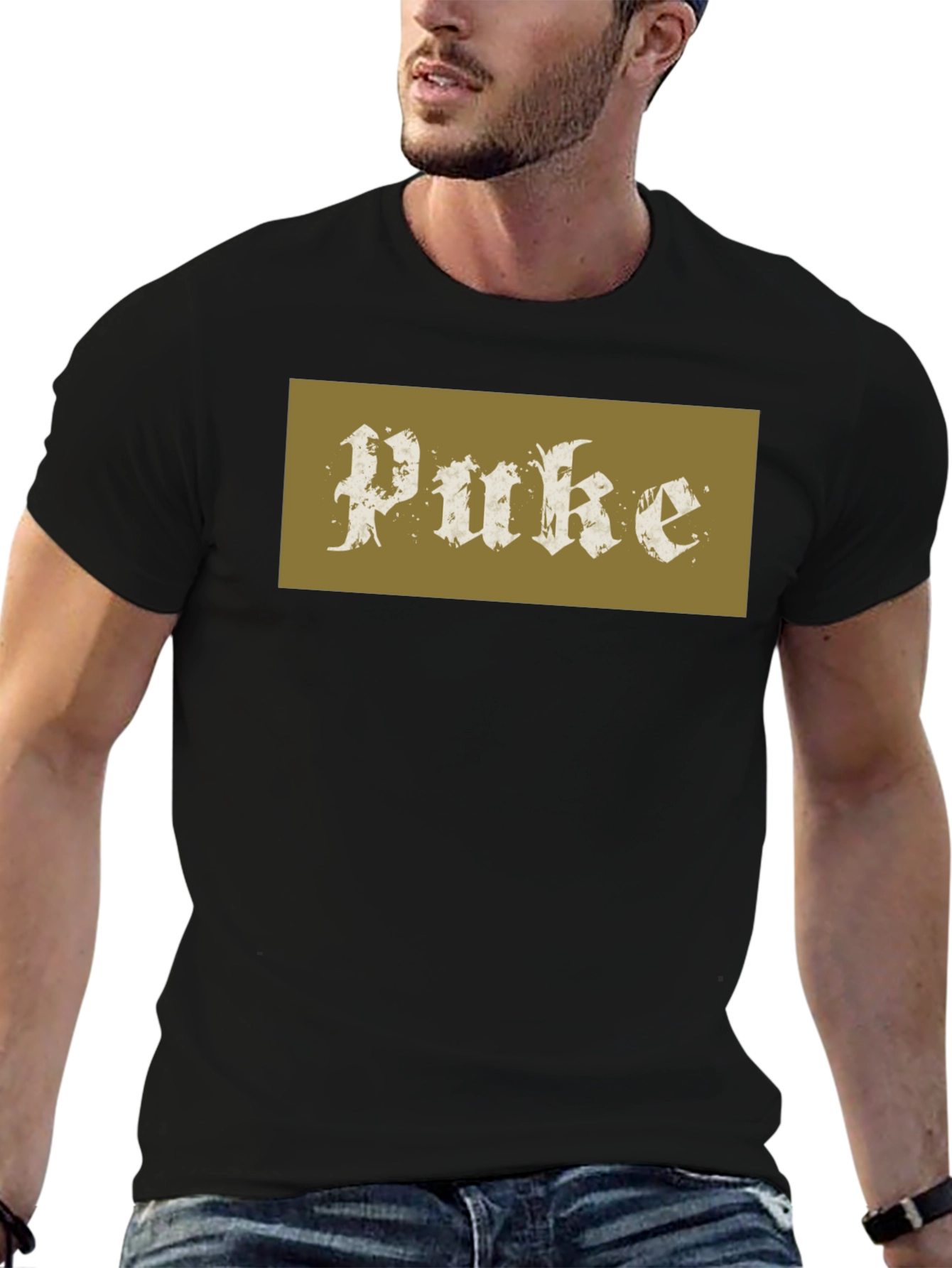 Puke Graphic Black Cotton Tee - Edgy Streetwear
