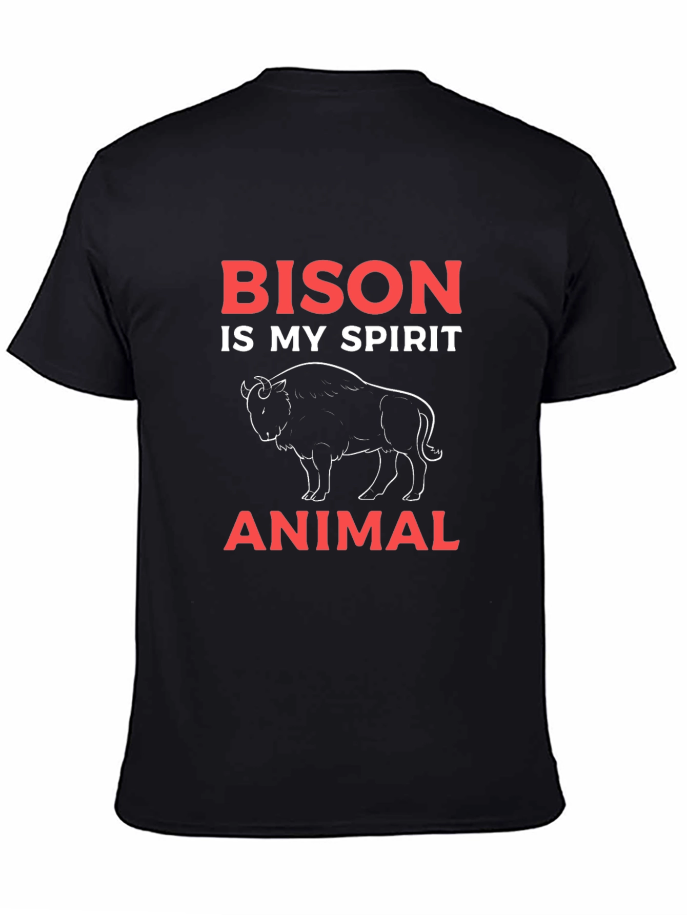 Bison Spirit Animal Black T-Shirt