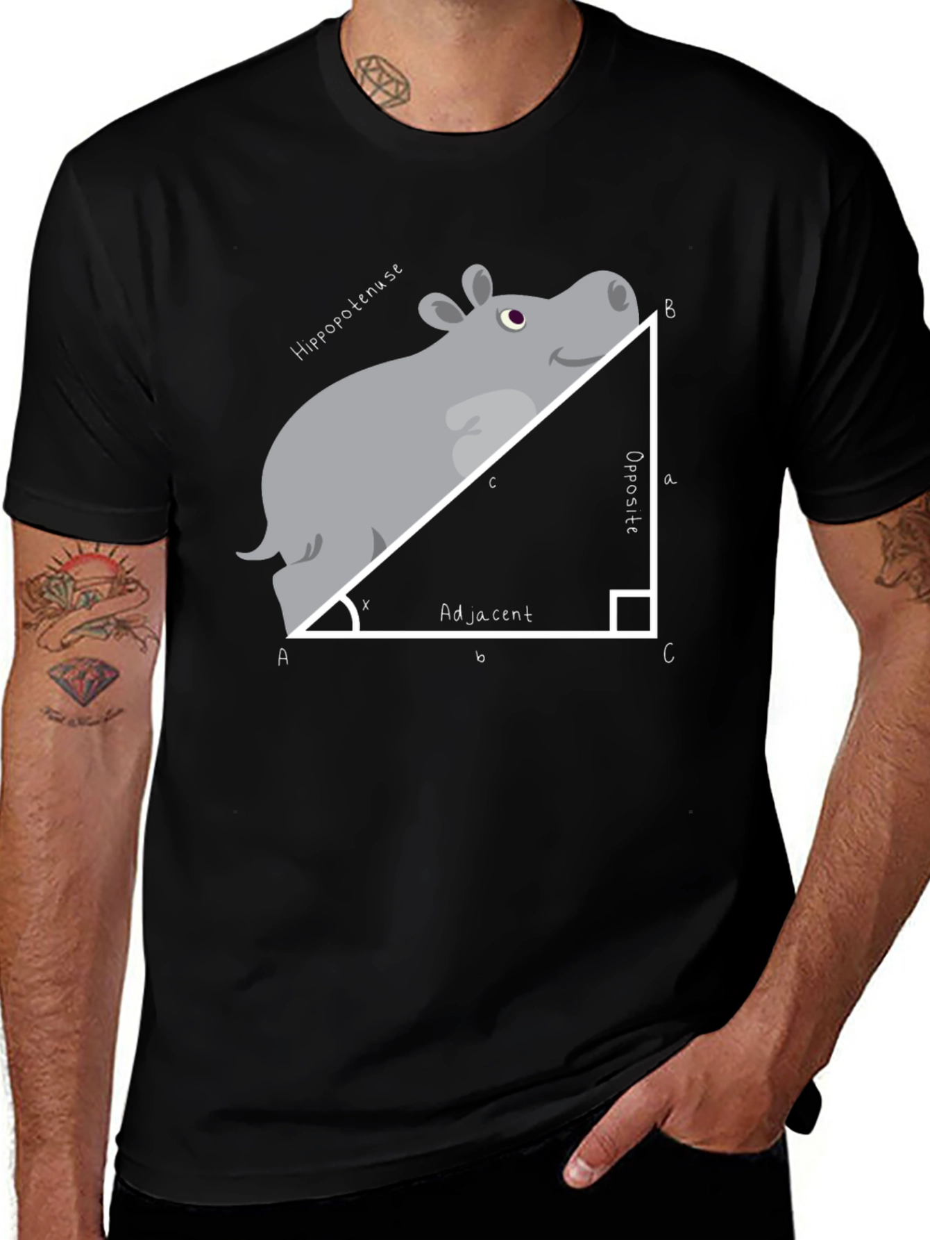 Hippo-tenuse T-Shirt: Math Humor Tee