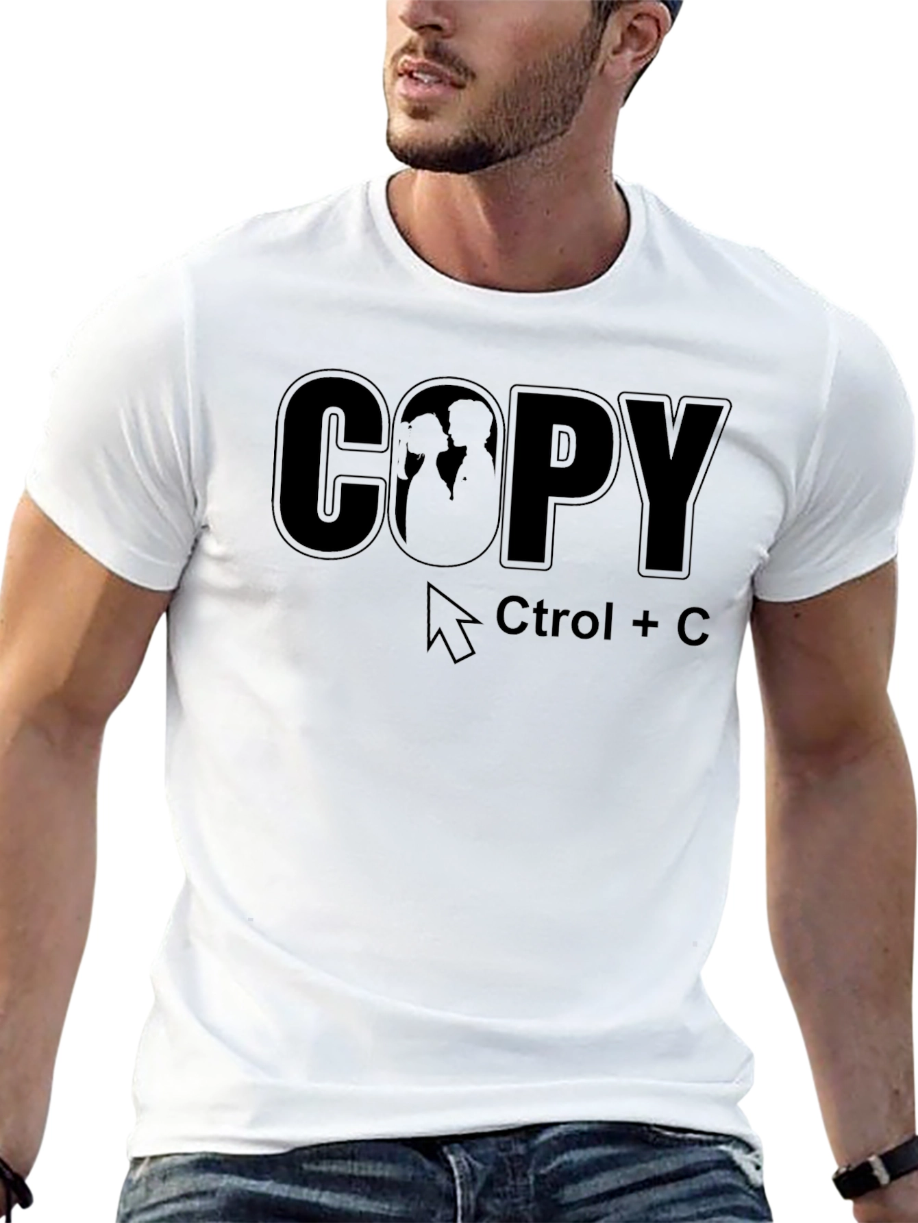 Copy Ctrl+C Couple Graphic T-Shirt - Black