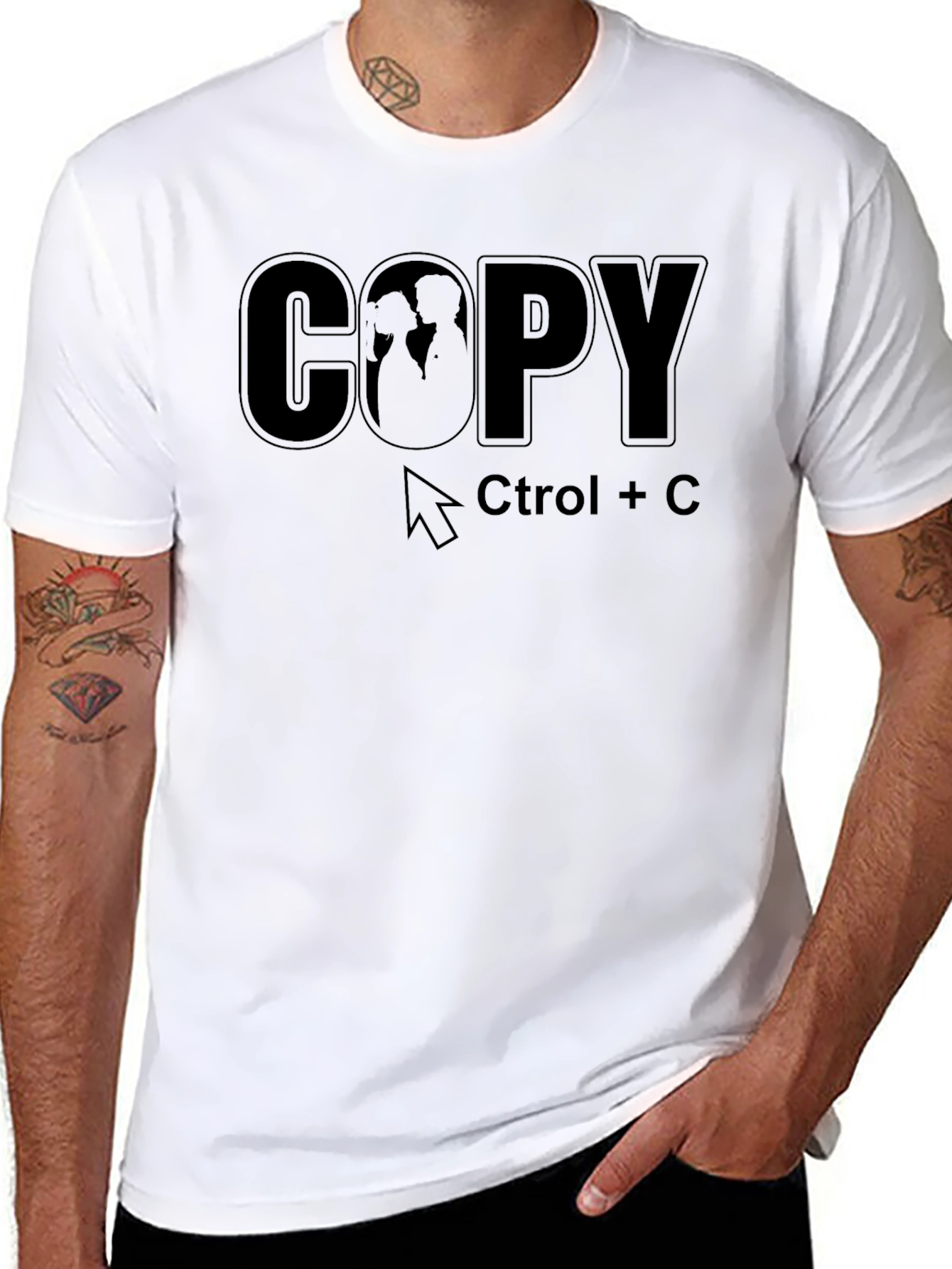Copy Ctrl+C Couple Graphic T-Shirt - Black