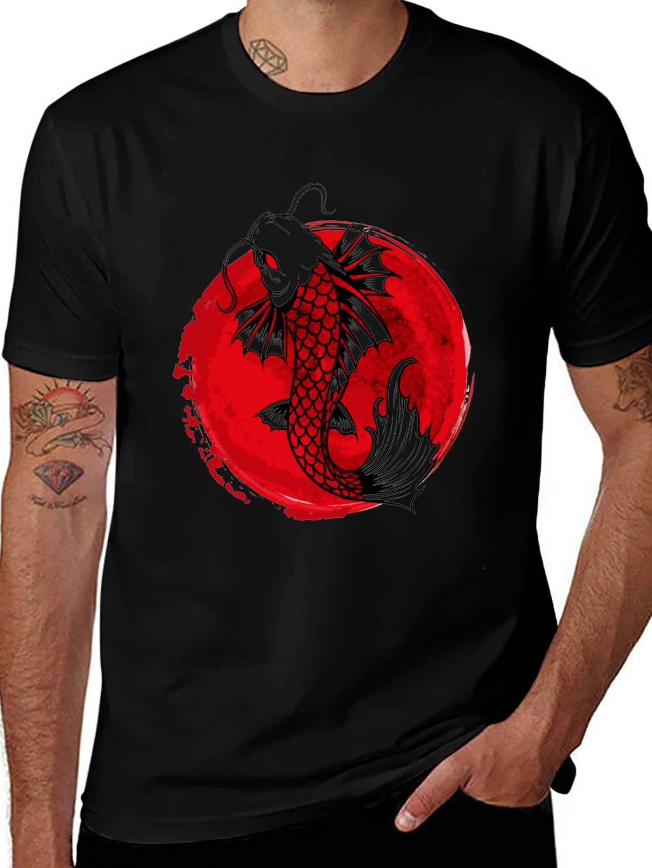 Koi Fish Graphic Tee - Black