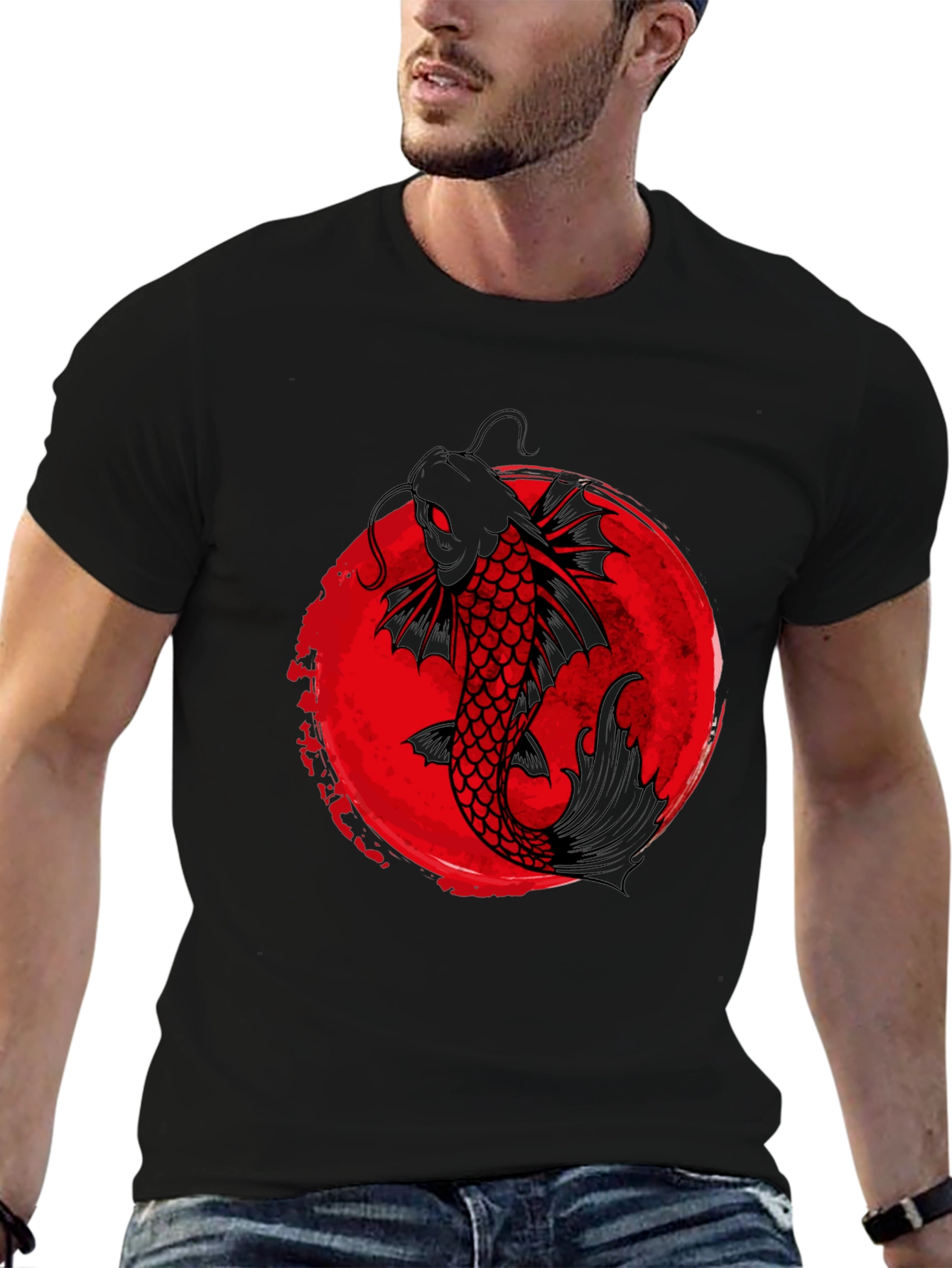 Koi Fish Graphic Tee - Black