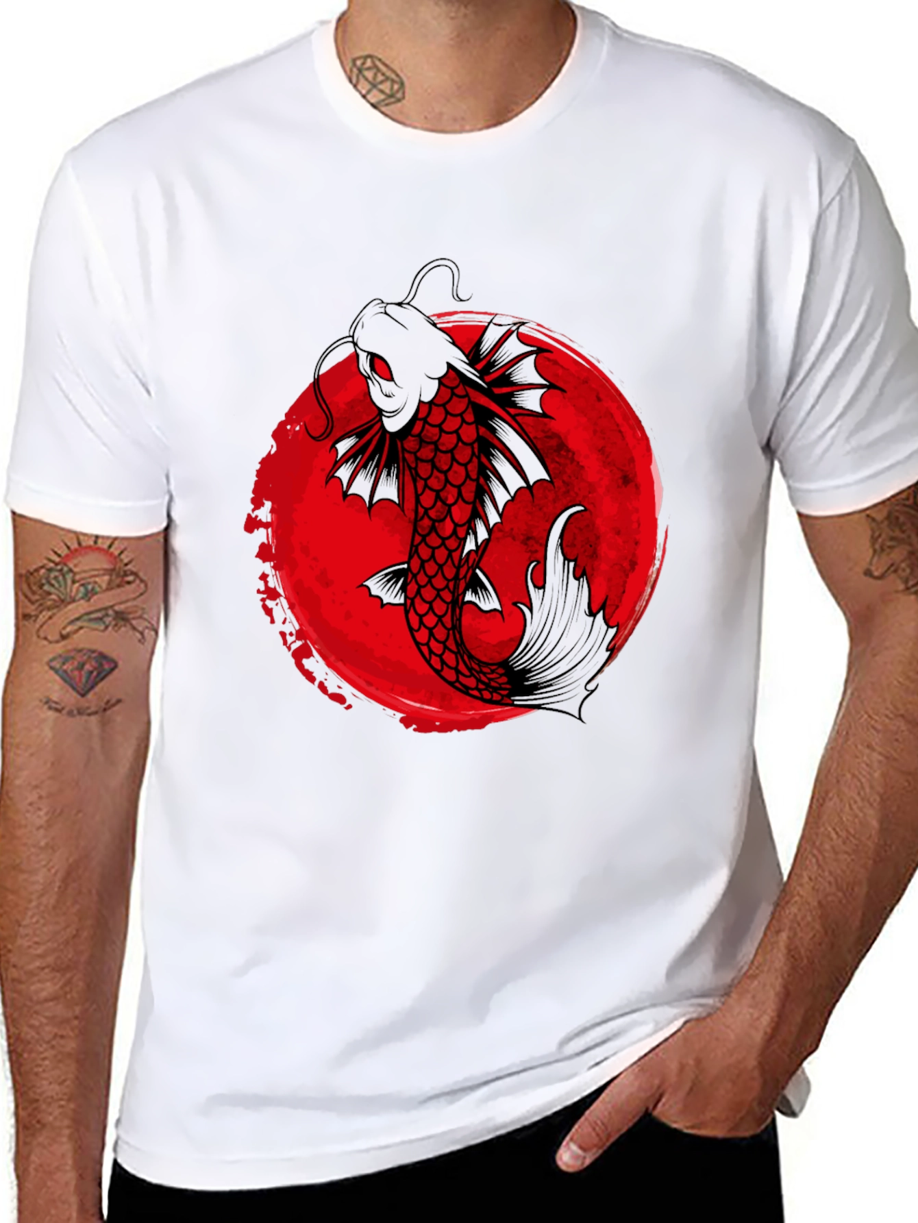 Koi Fish Graphic Tee - Black