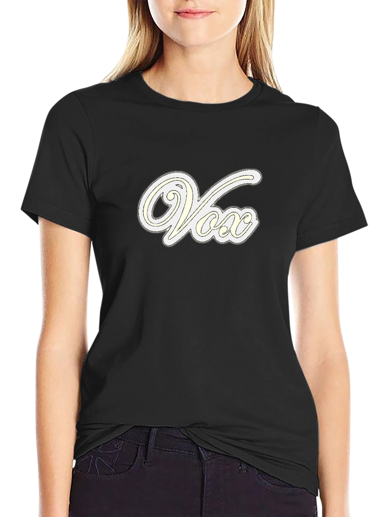 Vox Stylish Graphic Tee - Cool Casual Black T-Shirt