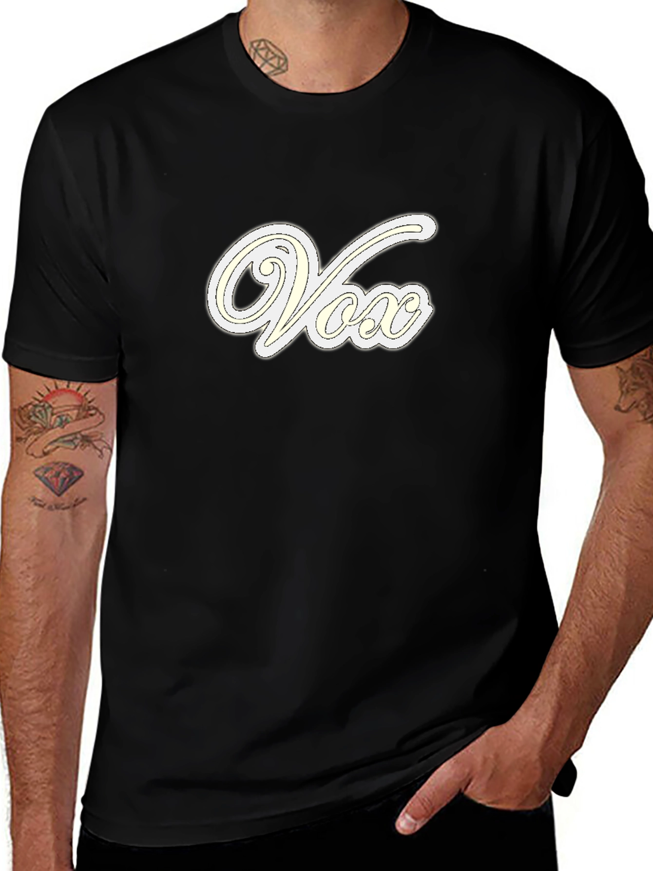 Vox Stylish Graphic Tee - Cool Casual Black T-Shirt