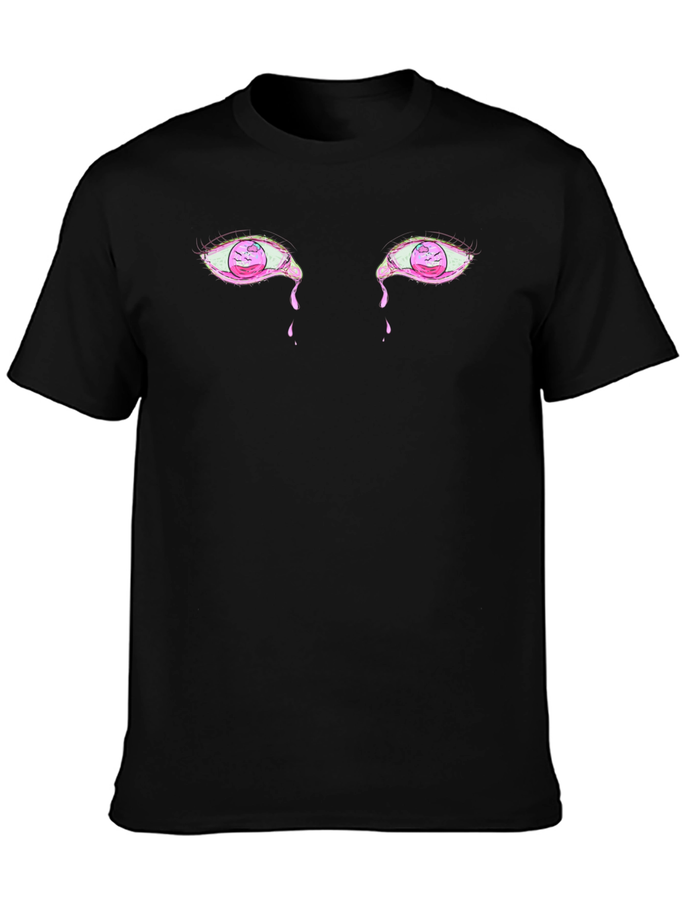 Mens Black Graphic Tee - Crying Eyes Design