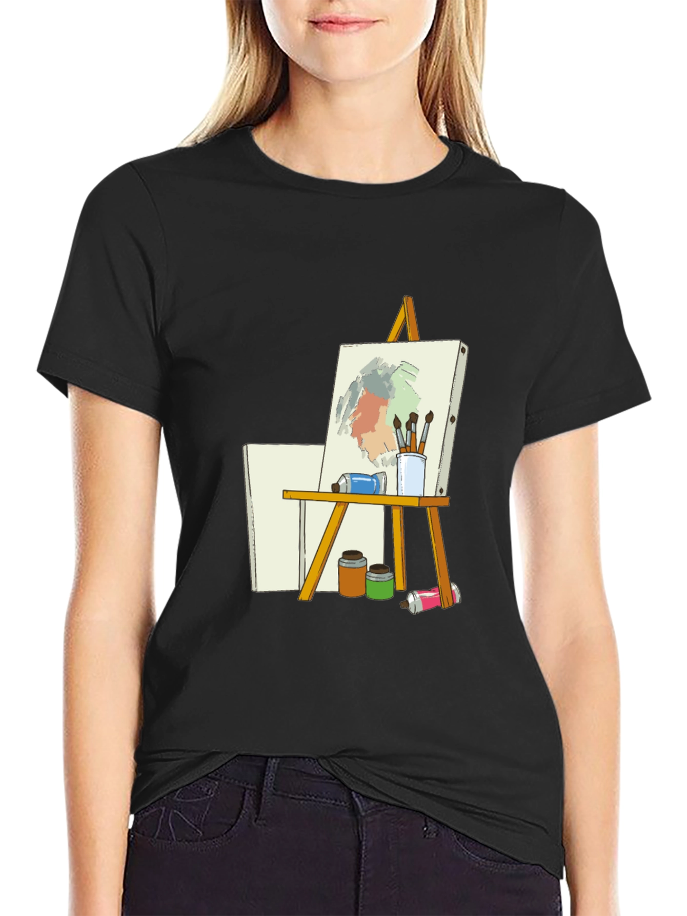 Artist Easel Graphic Tee - Black Cotton Blend