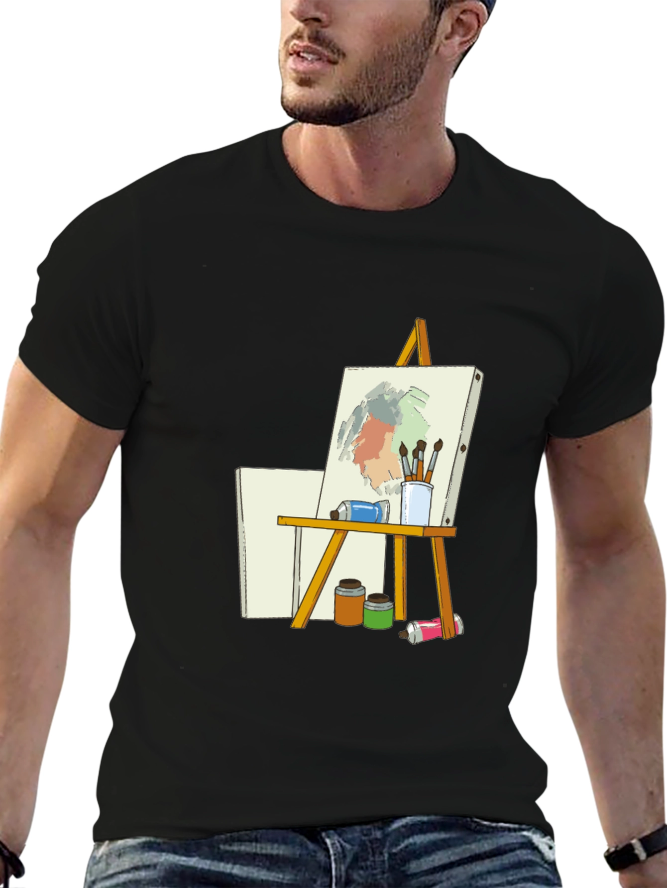 Artist Easel Graphic Tee - Black Cotton Blend